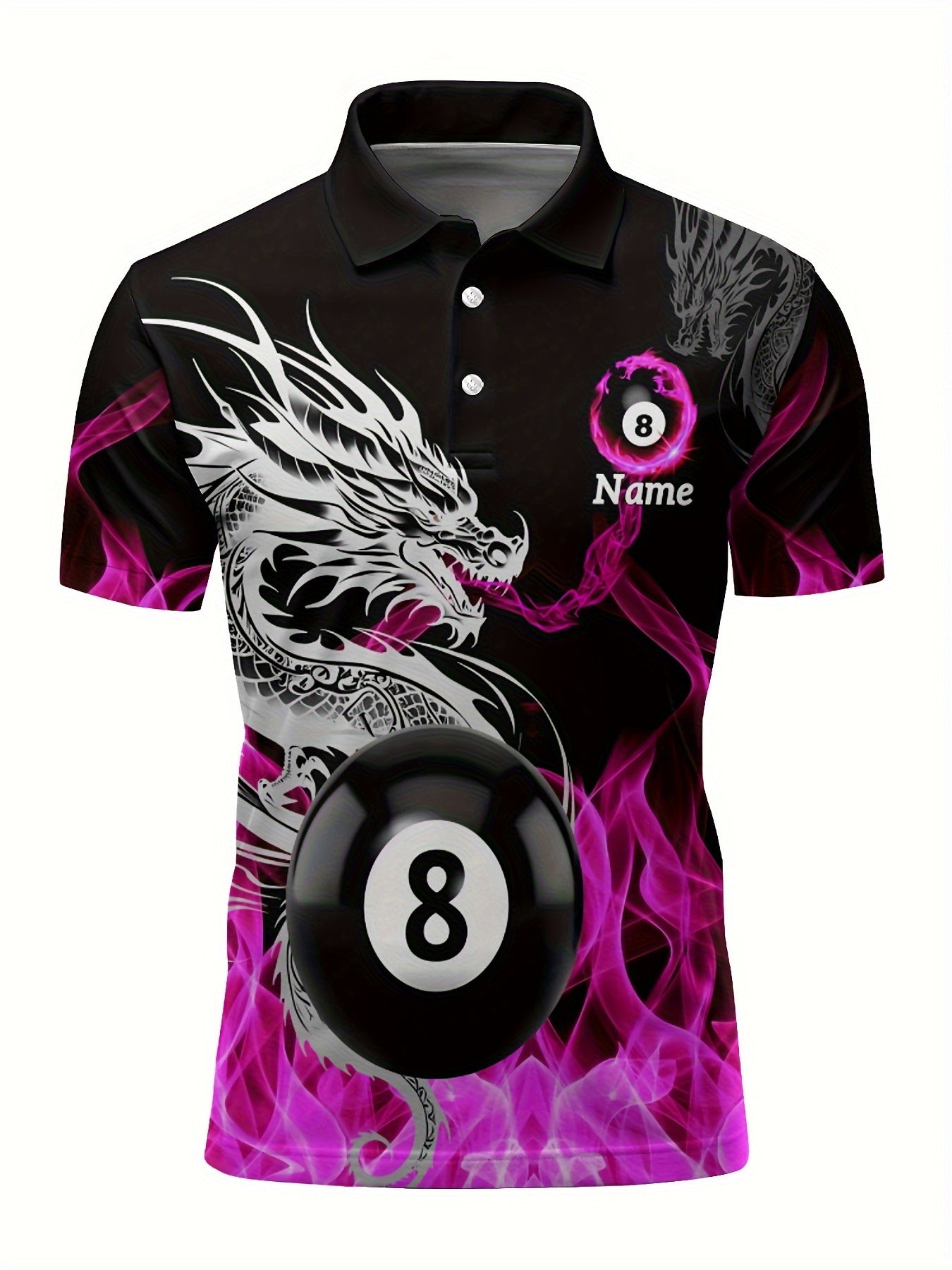 Custom Dragon 8 Billiard Polo Shirt With Personalization