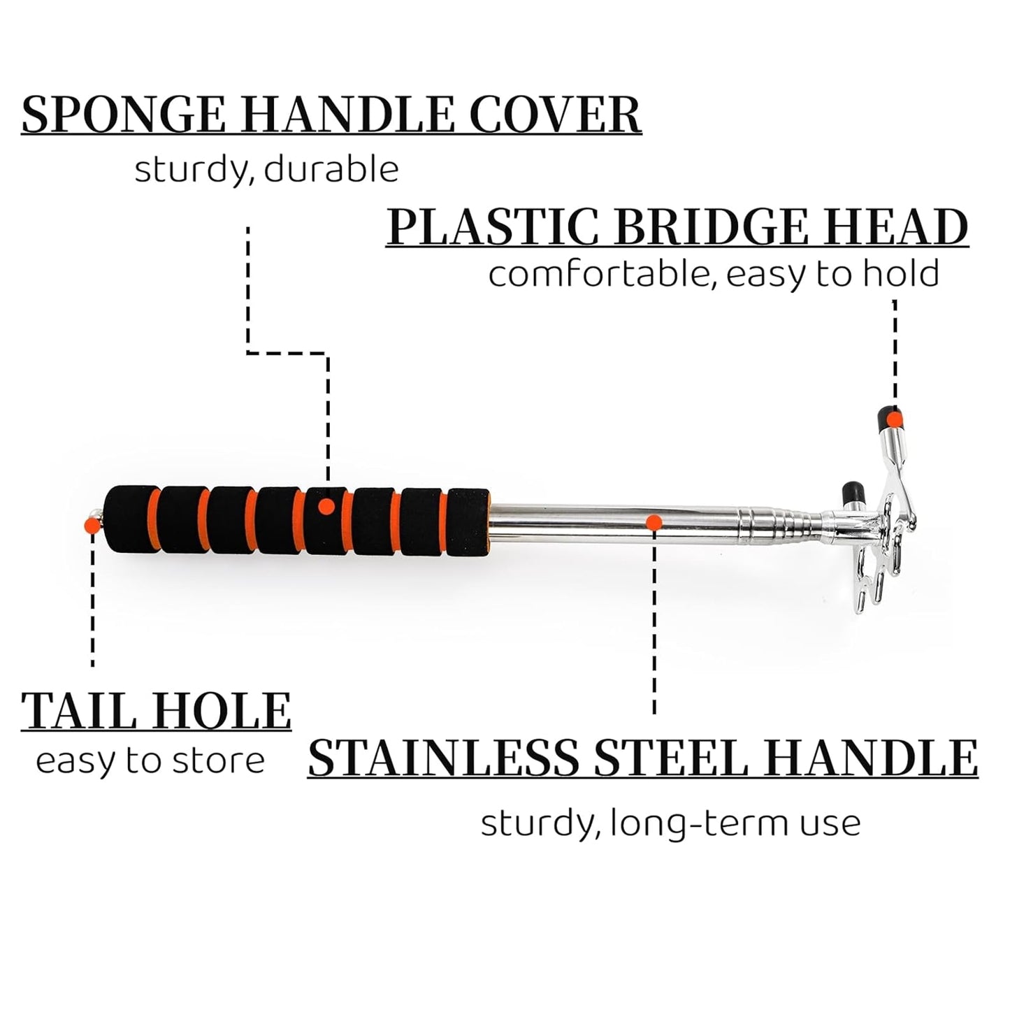 Retractable Billiards Pool Cue Bridge With Brass Head