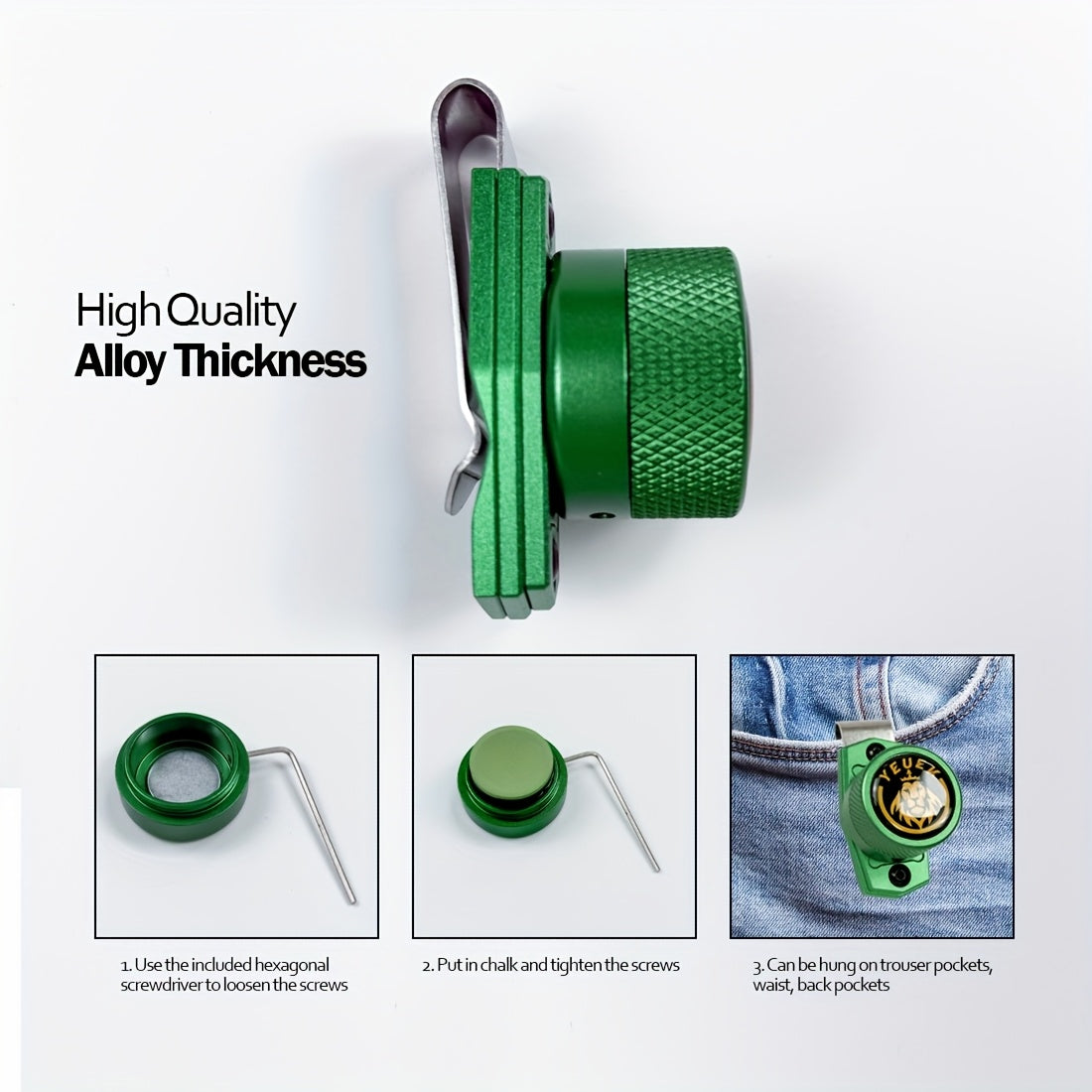 YEUEK Magnetic Billiard Chalk Holder Aluminum Alloy