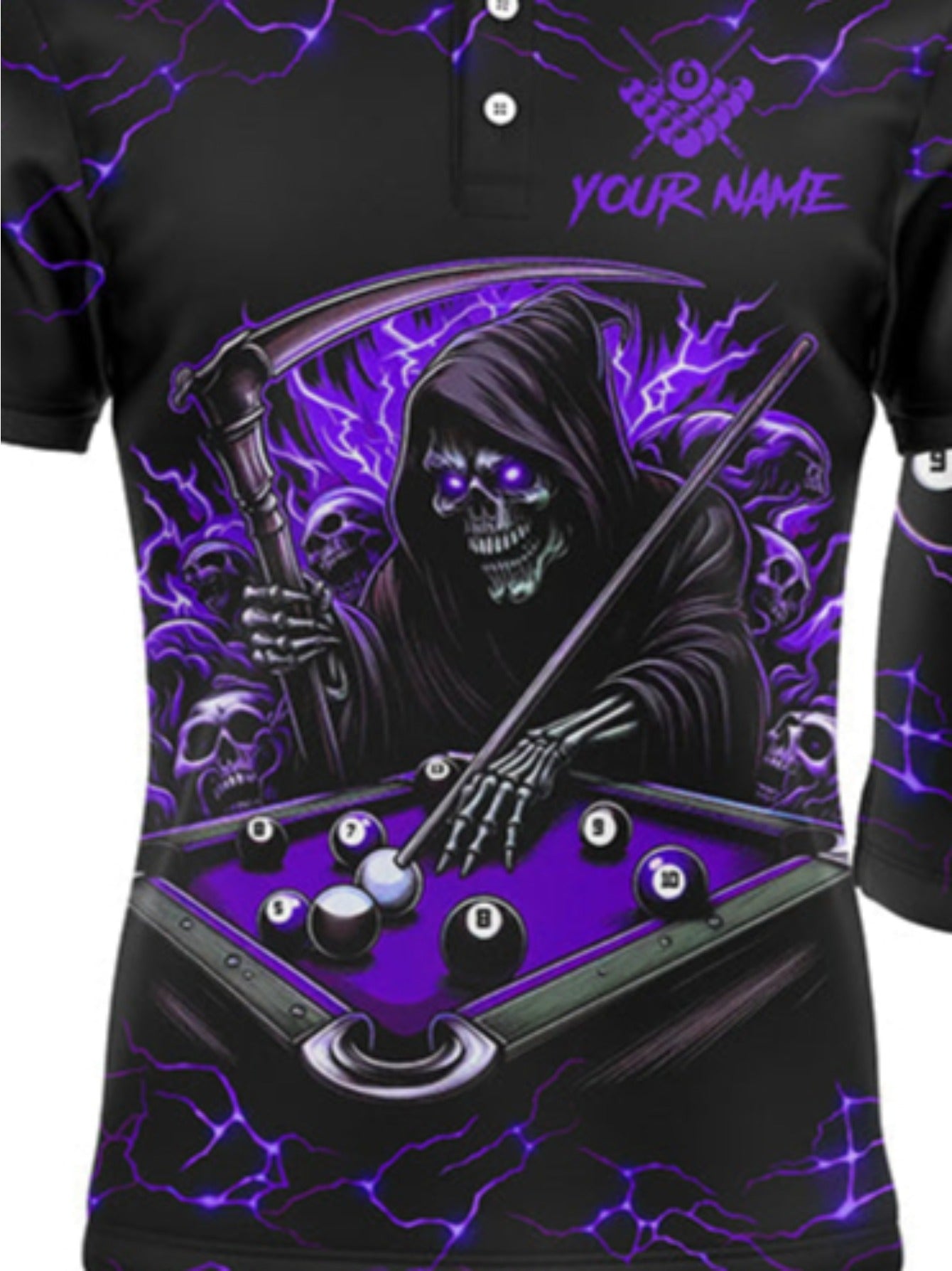 Personalized Men's Polo Shirt With Skeleton Print And Custom Name