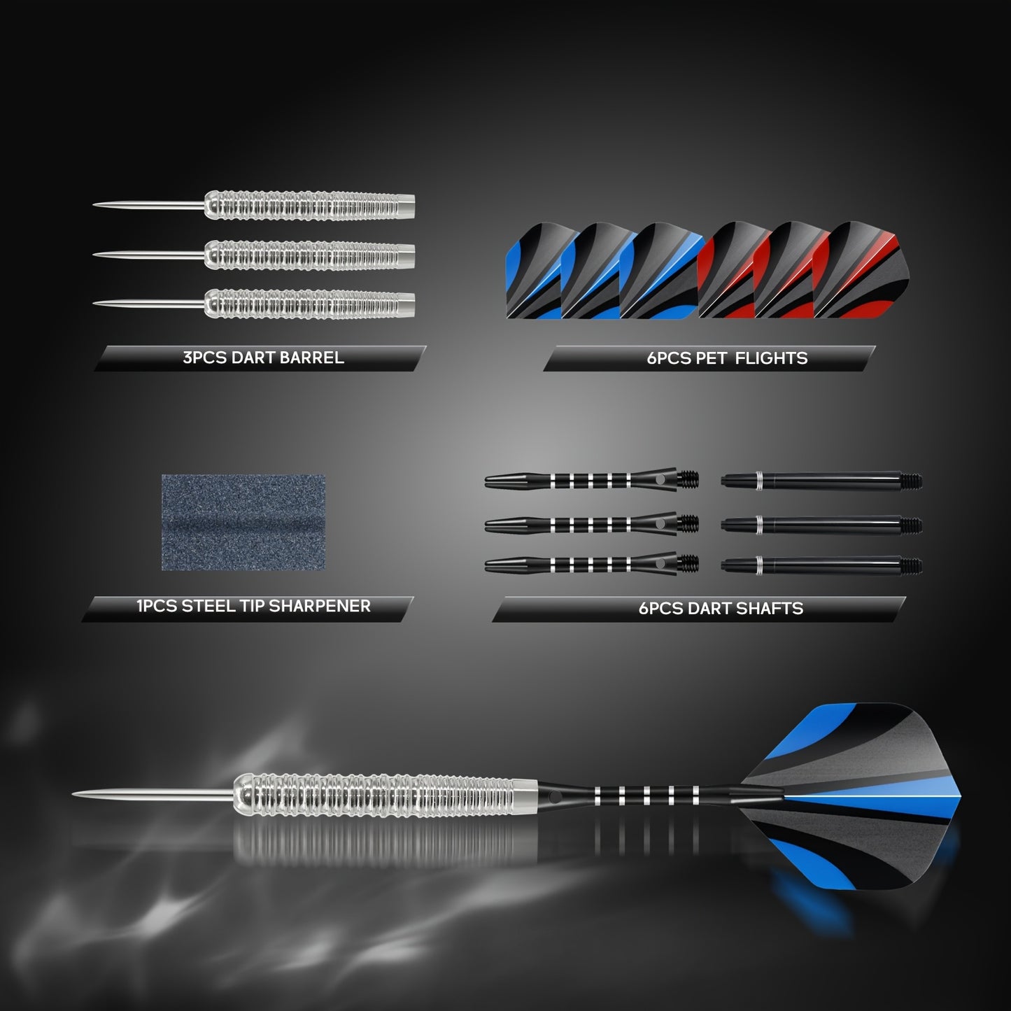 Professional Metal Dart Set With Six Shafts And Storage Case