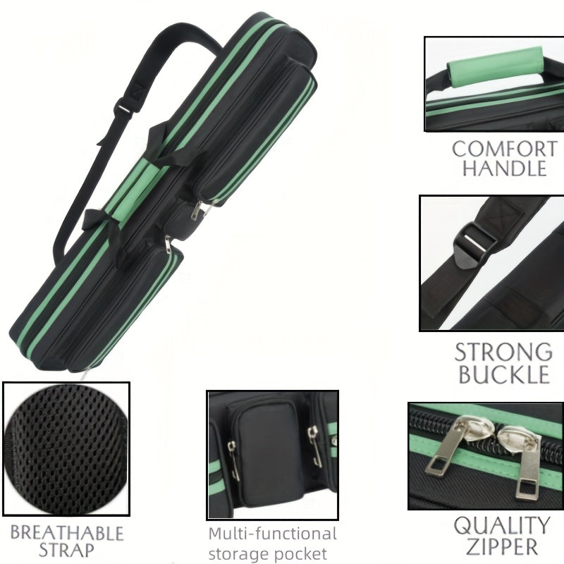 Pool Cue Case 7 Compartments 4 Cues Large Capacity Bag