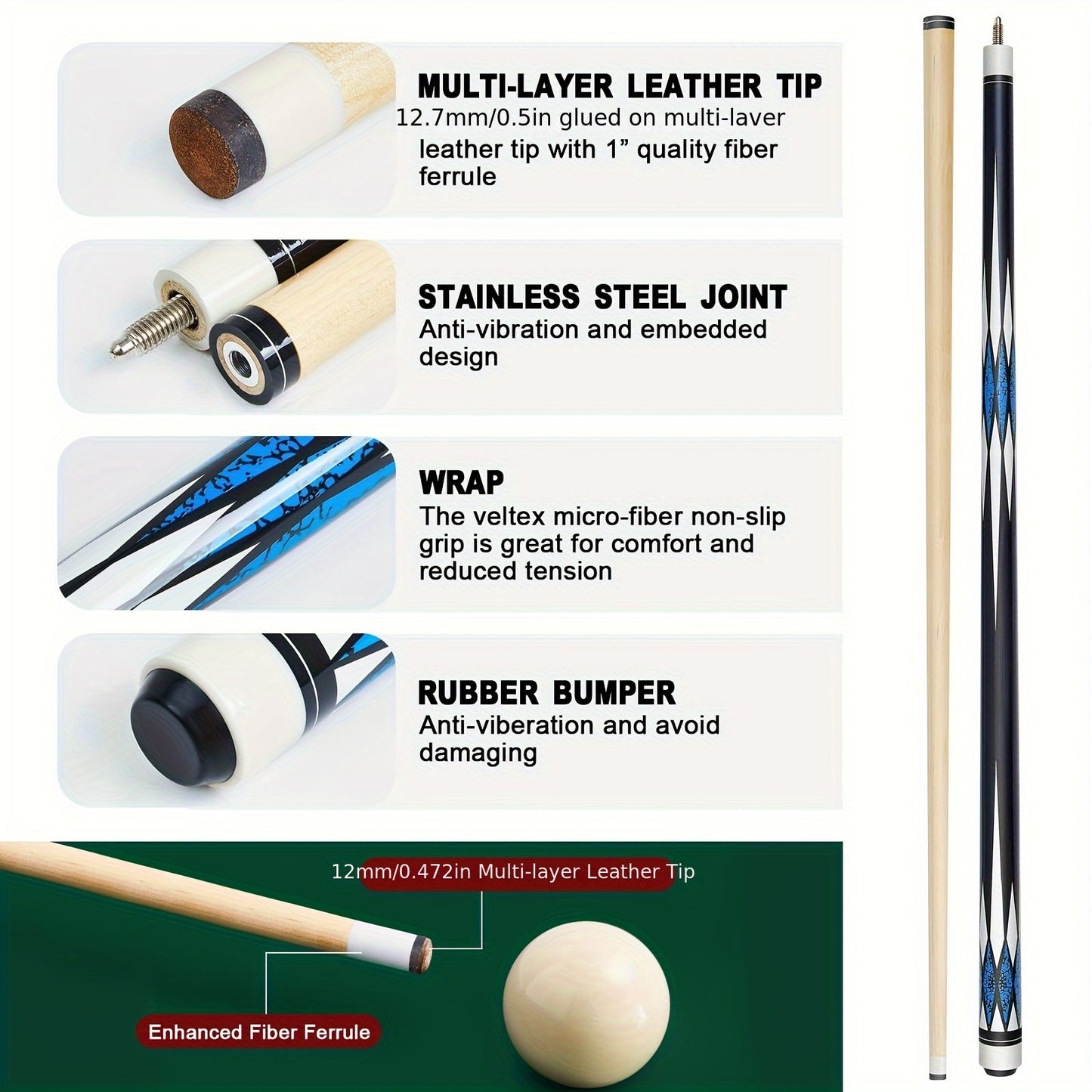 [Billiard Set Accessories] 20pcs Pool Balls Billiard Set Billiard Table Accessories Set Included 16 Fancy Ball 2 Diamond Pool Cues Stick, 2 Billiard Ball Rack Billiard Balls Pack for Adults Men Home Office Entertainment