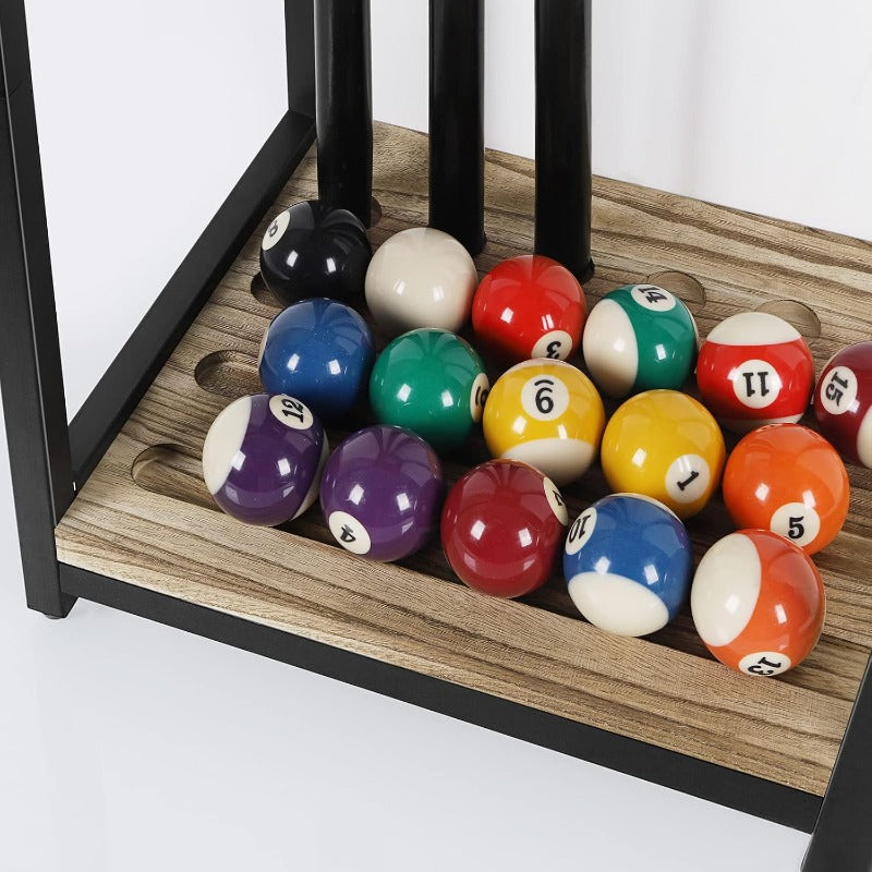 6 Cue Wood Pool Cue Holder Floor Stand For Billiards
