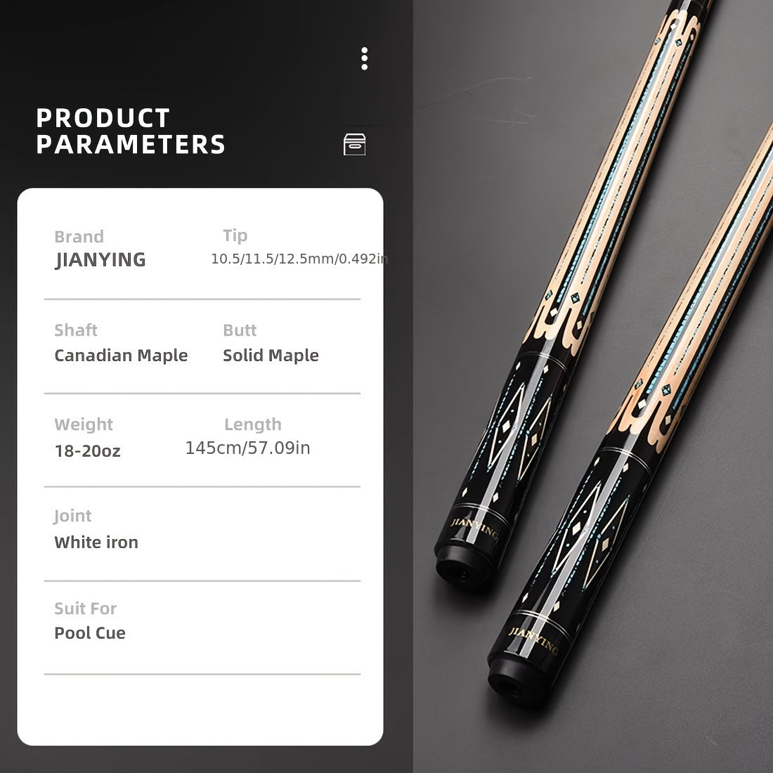 Jianying Pool Cue Set With Hard Case And Extension