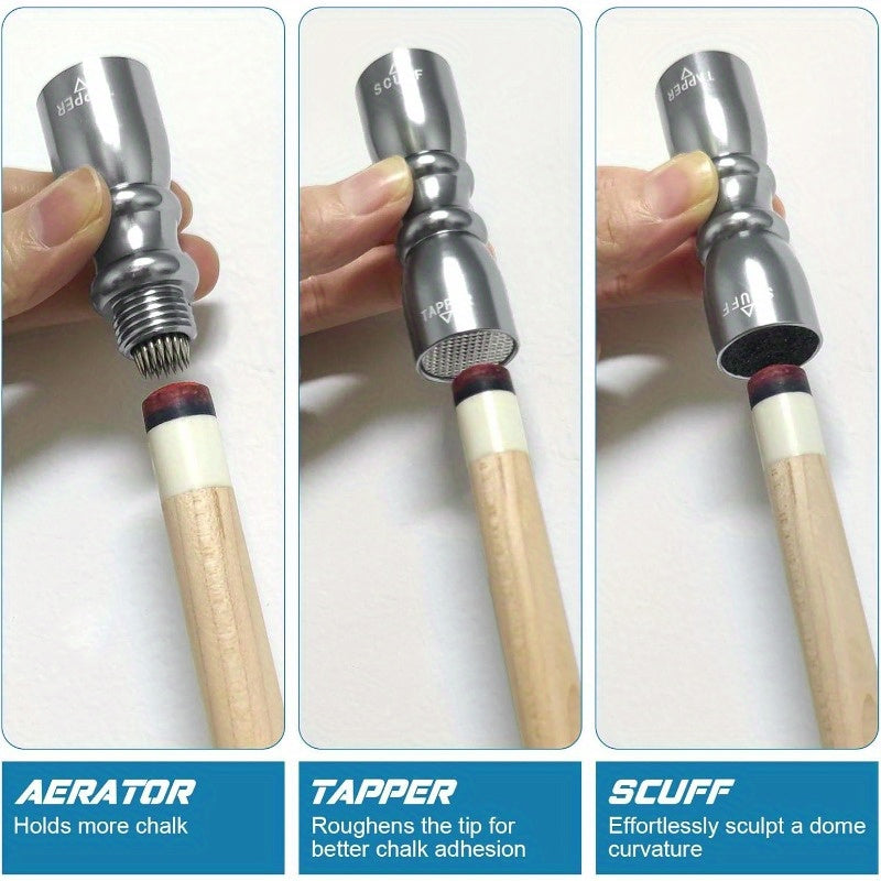 3in1 Pool Cue Tip Shaper Scuffer And Aerator Tool Pack