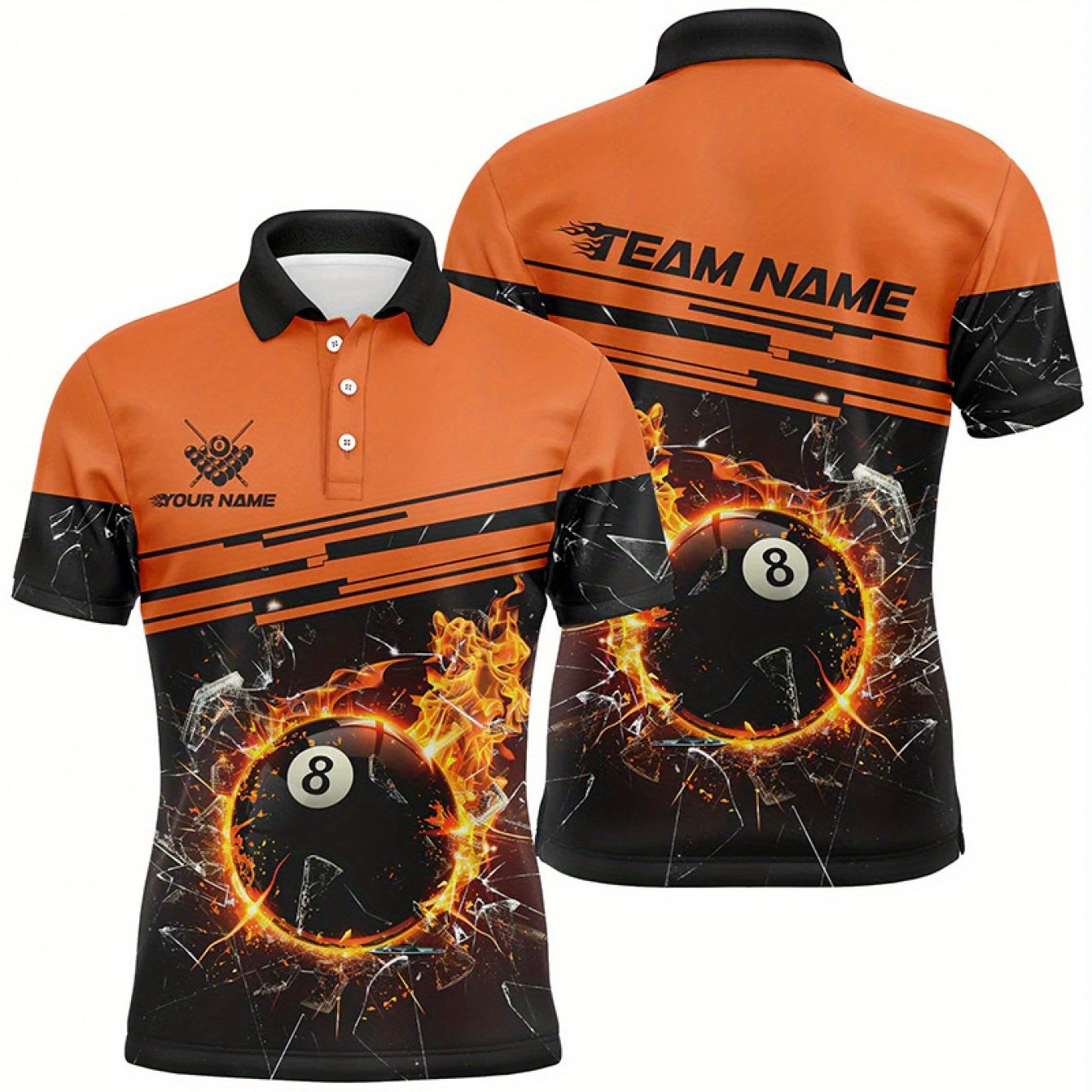 Pool Cue Design Custom Pool Team Uniform Shirt With Name