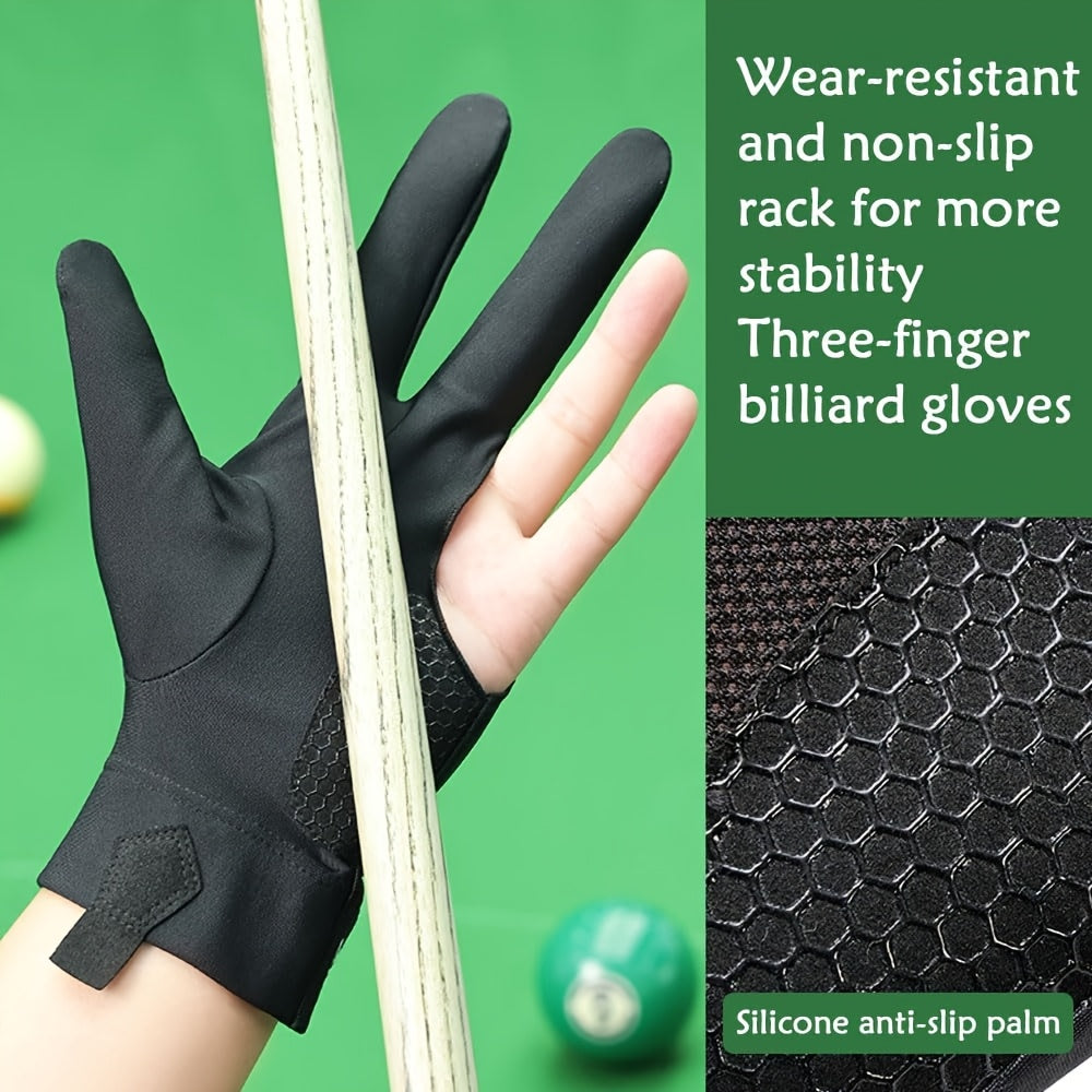 Breathable Anti Slip Billiard Glove 3pc Left Hand Three Fingers