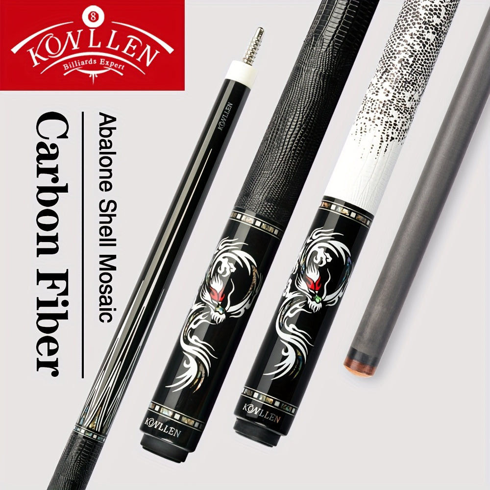 KONLLEN Carbon Fiber Pool Cue Low Deflection Handmade Inlay
