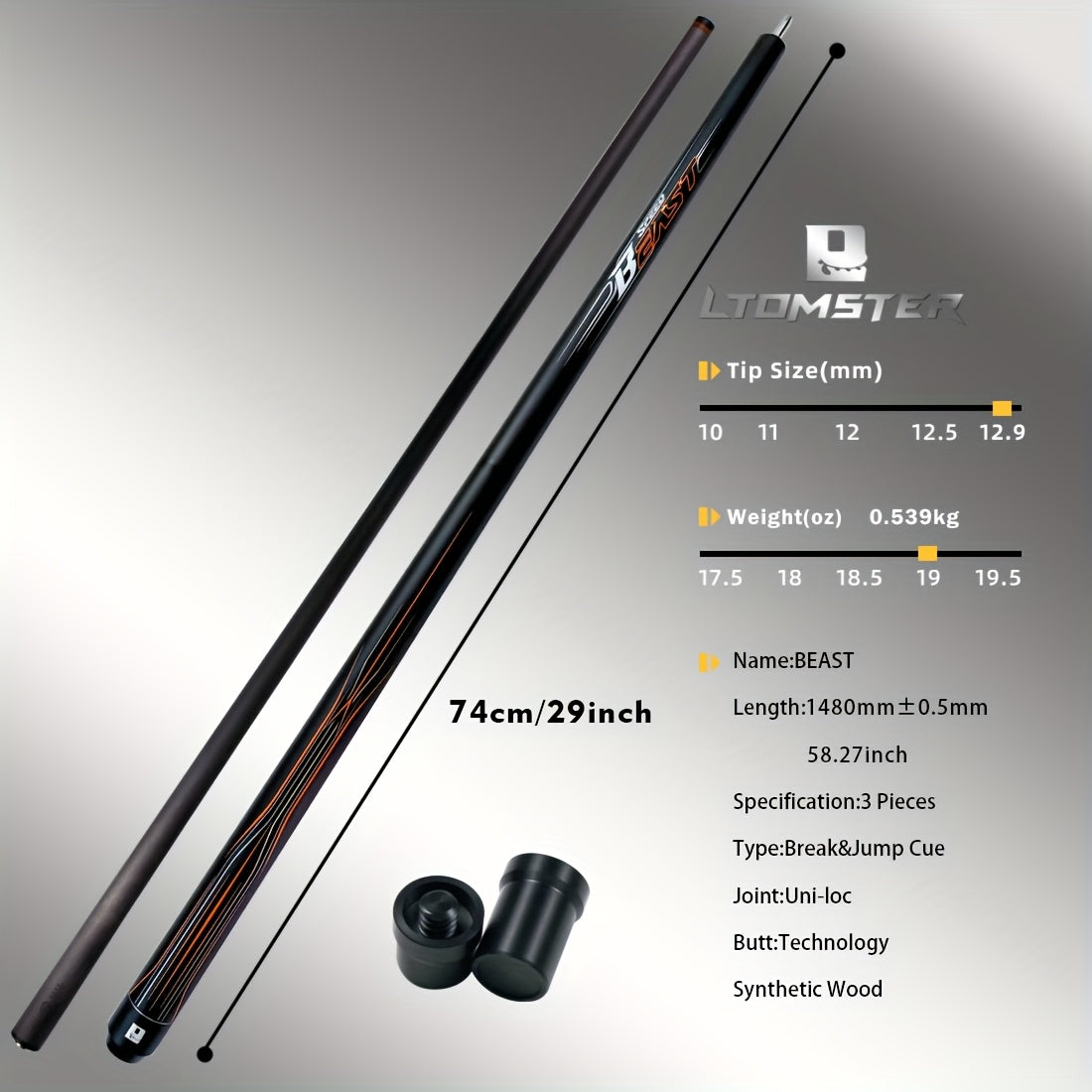 Little Monster Carbon Fiber Jump Break Cue 3Pc Pool Cue Set