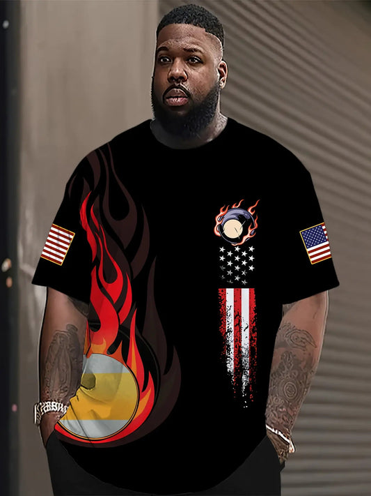 Billiards National Flag Print T Shirt For Men Polyester