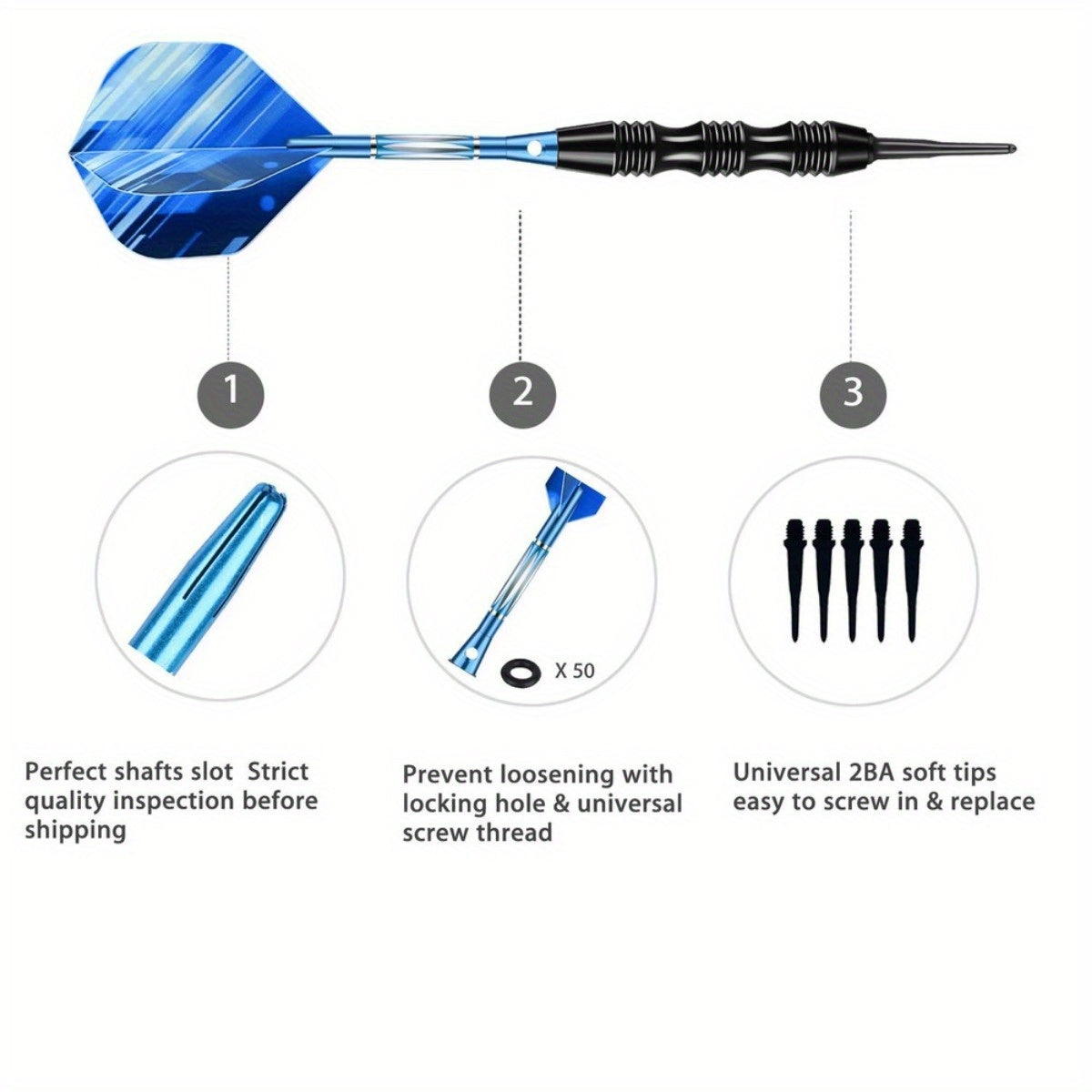 Soft Tip Darts Set With Brass Barrel Aluminum Shafts