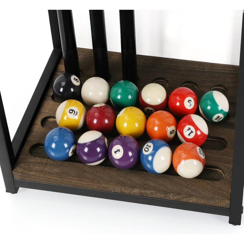 6 Cue Wood Pool Cue Holder Floor Stand For Billiards