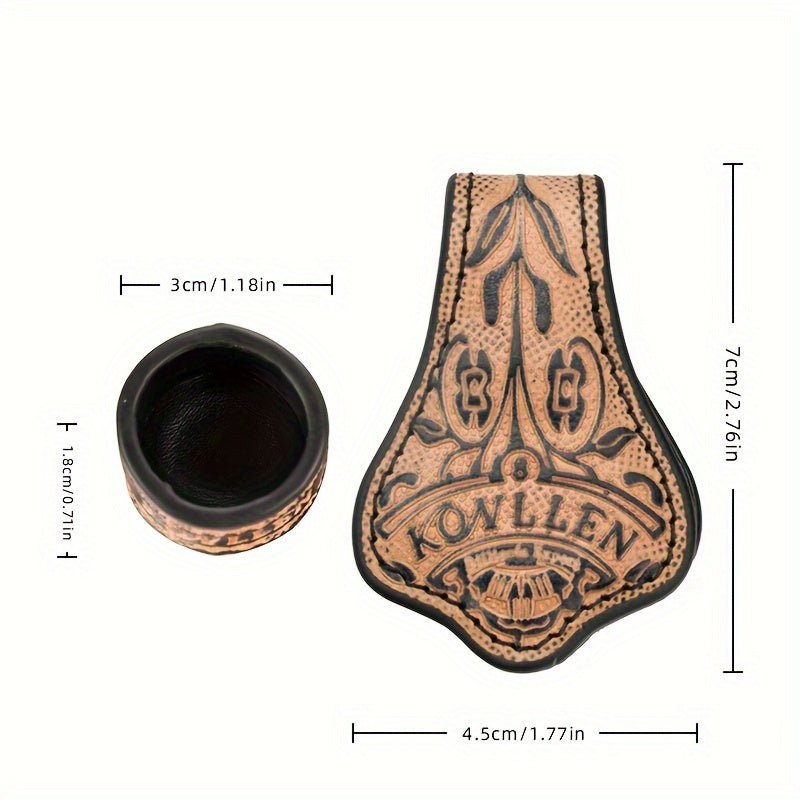 KONLLEN Leather Engraved Pool Chalk Holder Magnetic Billiards Accessory