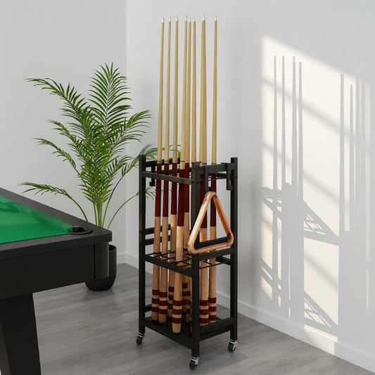 Heavy-Duty Wrought Iron Snooker Cue Rack Wall Mounted Dust-Proof Finish