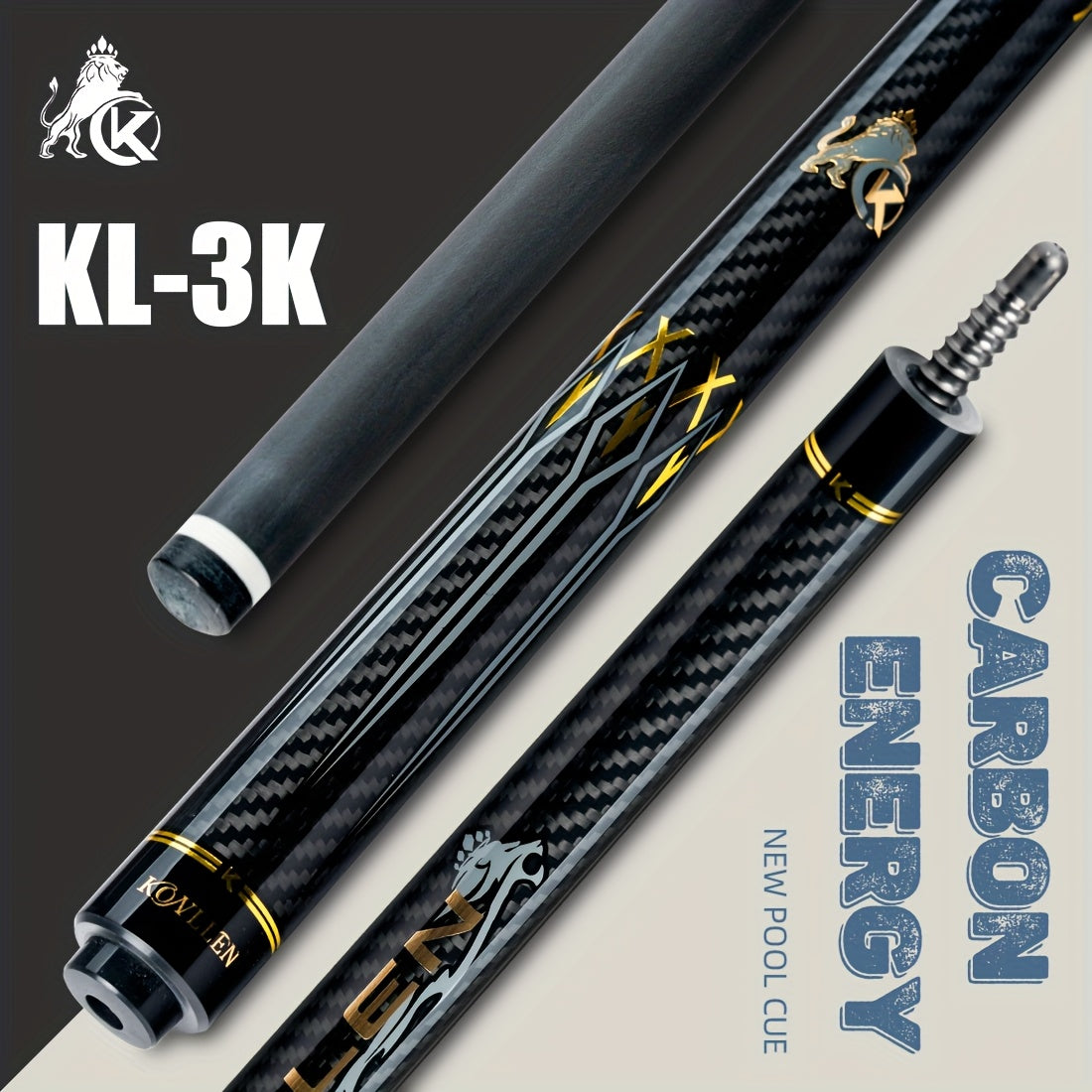 KONLLEN Carbon Fiber Pool Cue Kit KL-3K With Uniloc Joint
