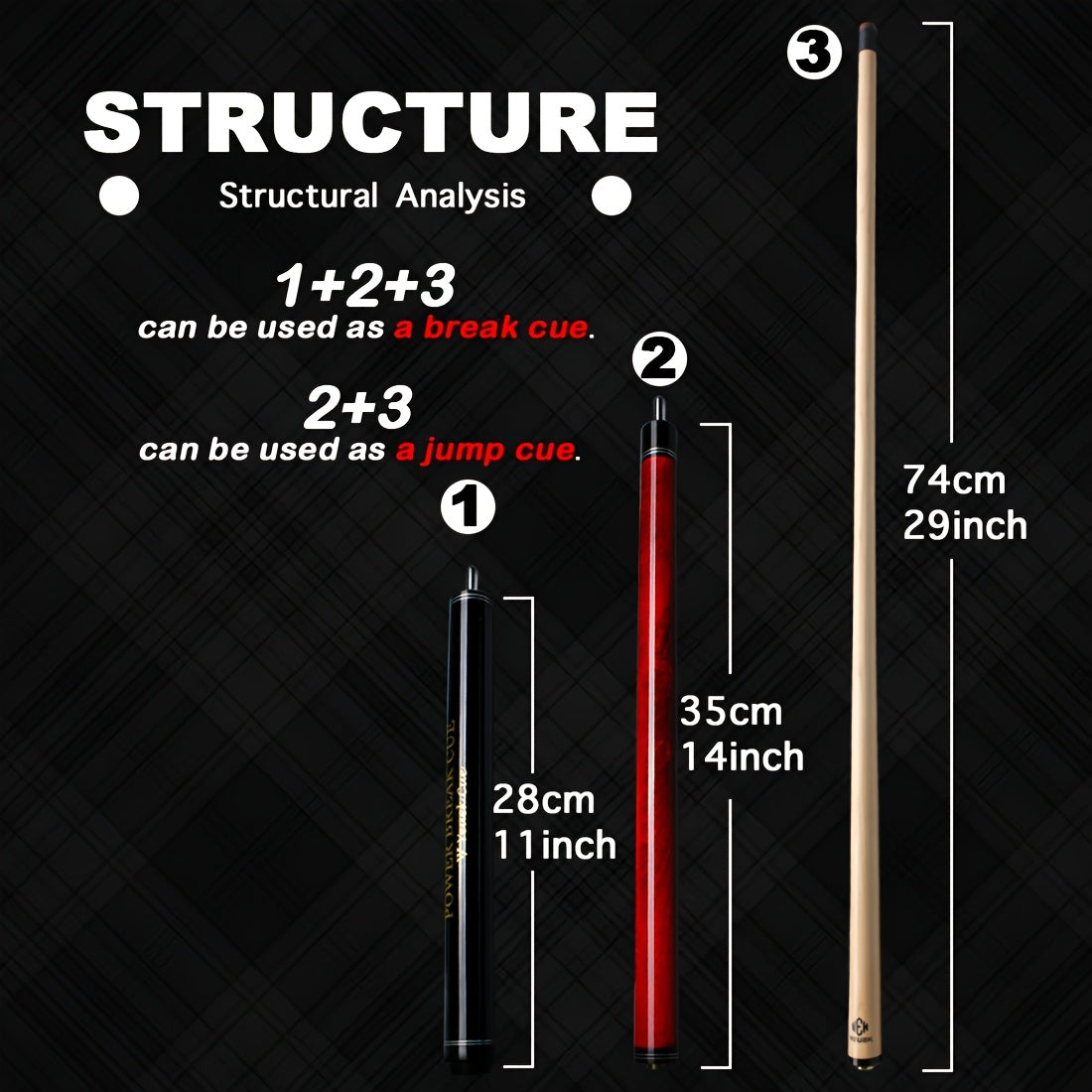 YEUEK Jump Break Pool Cue With Maple Shaft 2 In 1 Performance