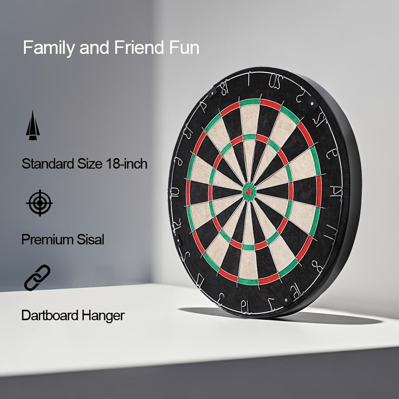18 Inch Brazilian High Quality Hemp Dart Board With 6 Piece Dart Set, Indoor Professional Round Mesh Premium Sisal Dart Board For Training And Competition