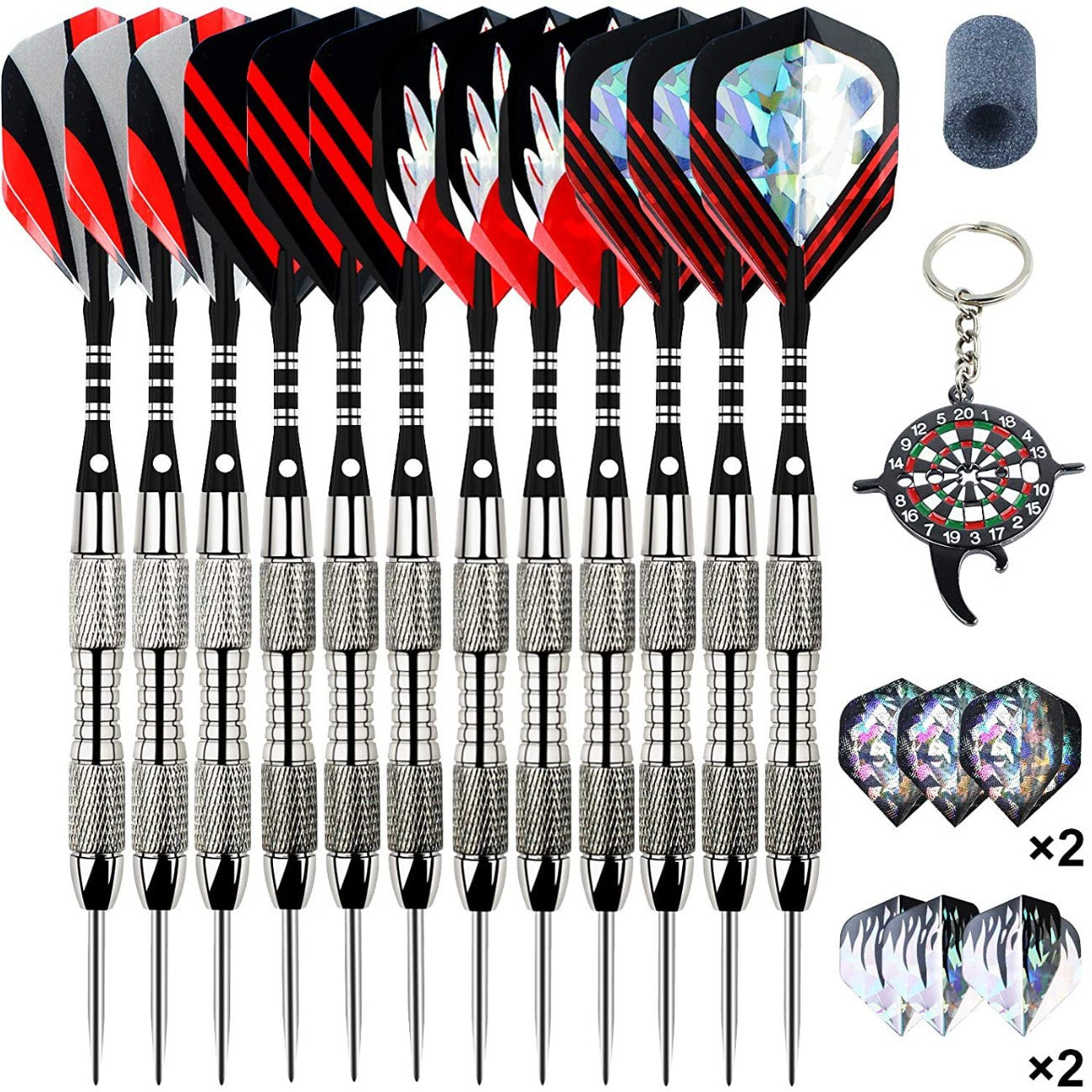Professional Dart Gift Set 12 Darts Flight Pieces Box Tools