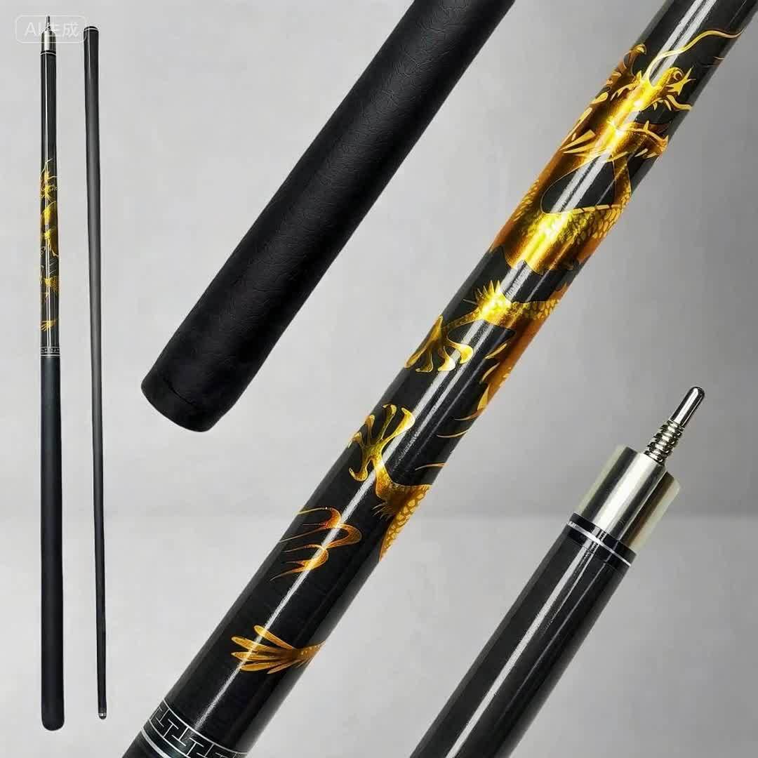 Mystical Oriental Dragon Design Handcrafted Wooden Billiard Cue