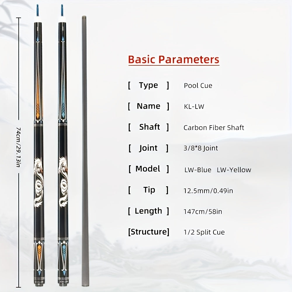 KONLLEN Carbon Fiber Pool Cue With Low Deflection Technology