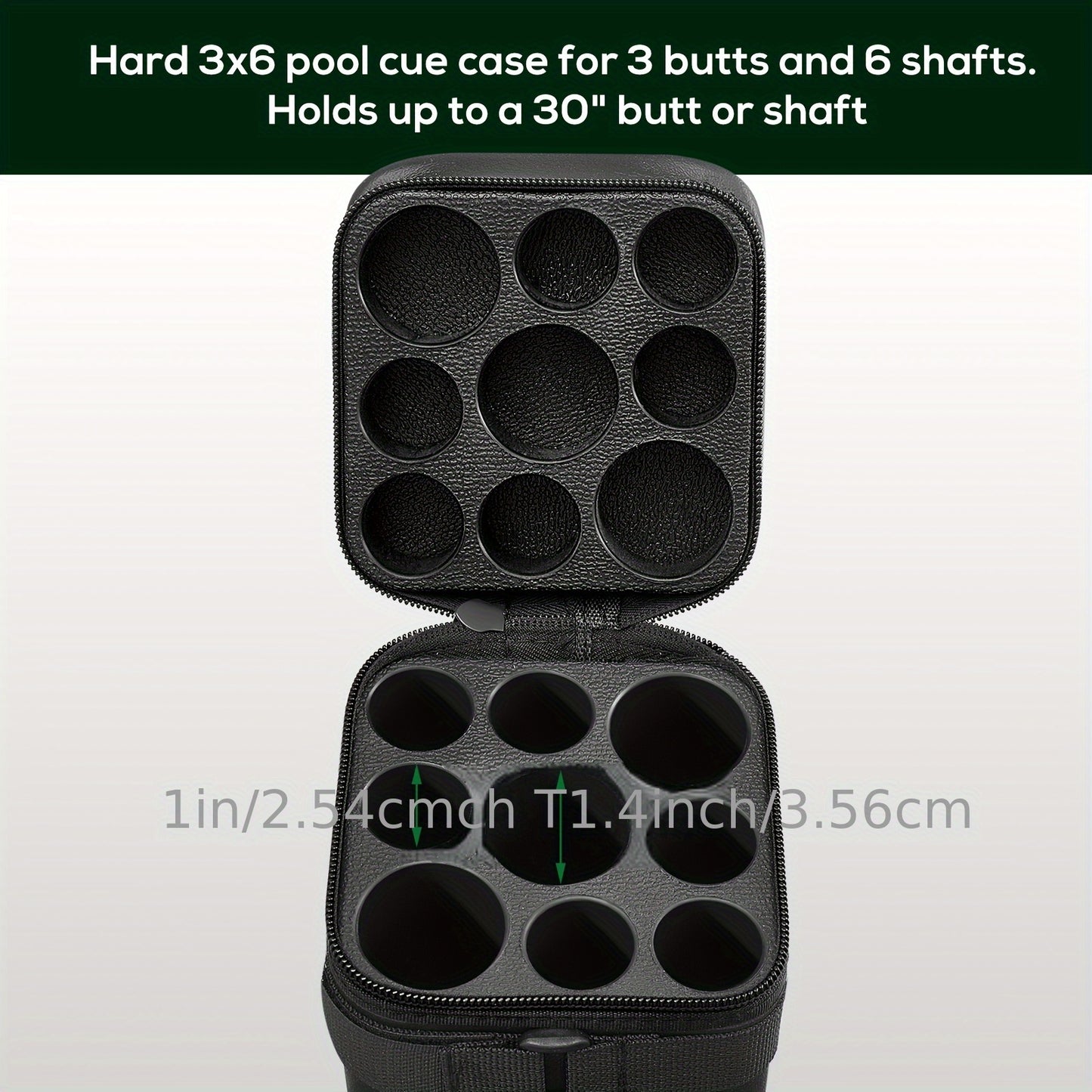 UNIT Pool Cue Hard Case 9 Slots Chalk Cubes Durable