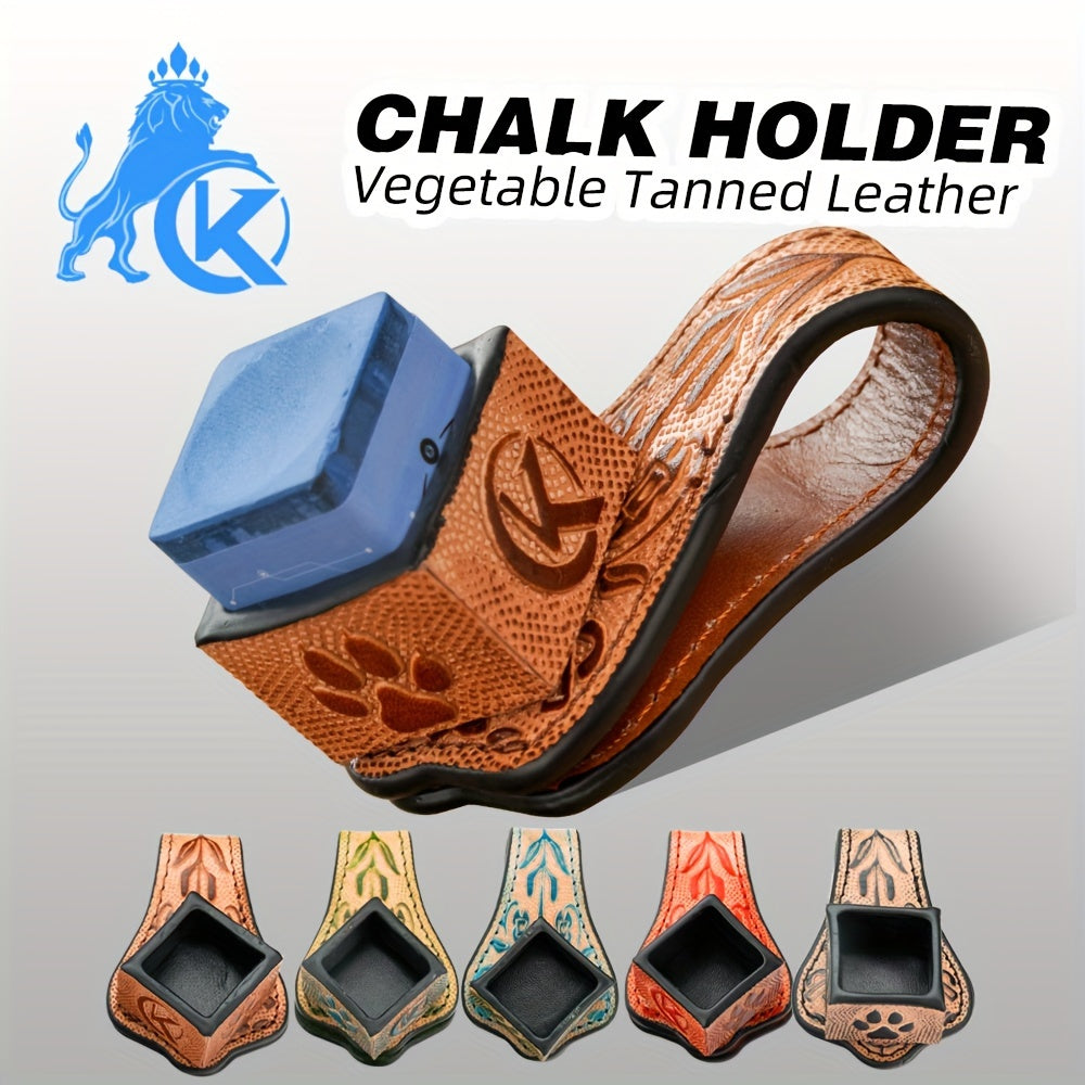 KONLLEN Leather Engraved Pool Chalk Holder Magnetic Billiards Accessory