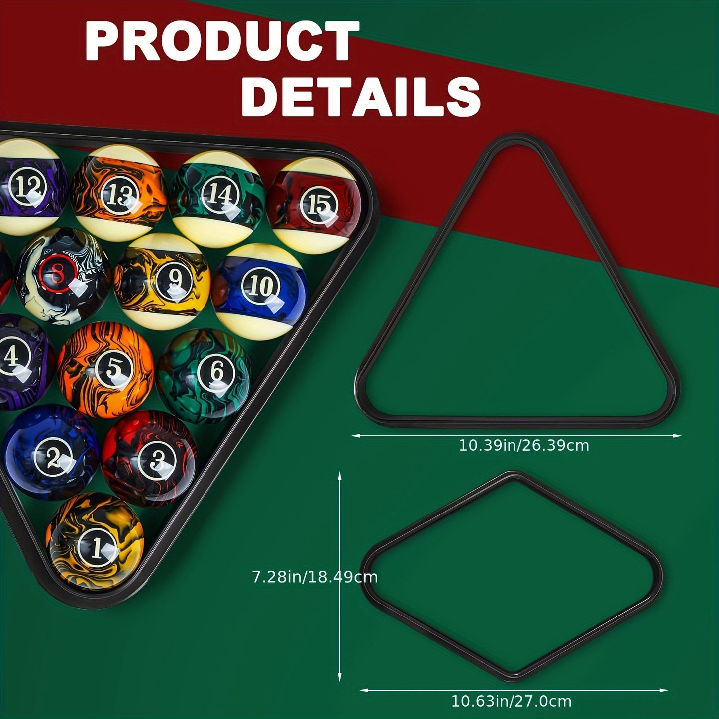 UNITTYPE 20pcs Billiard Pool Ball Set With 2 Cues Rack