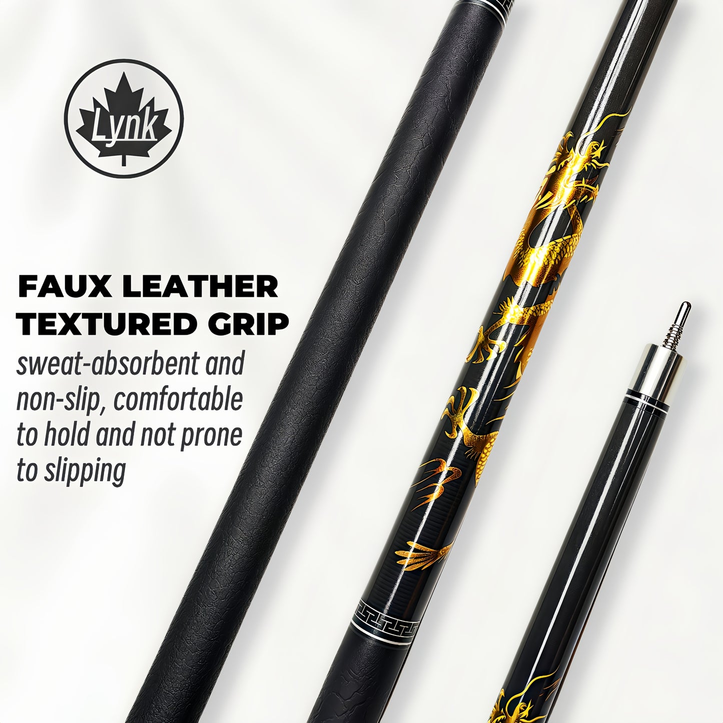 Mysterious Eastern Dragon Totem Carbon Fiber Pool Cue Leather Grip