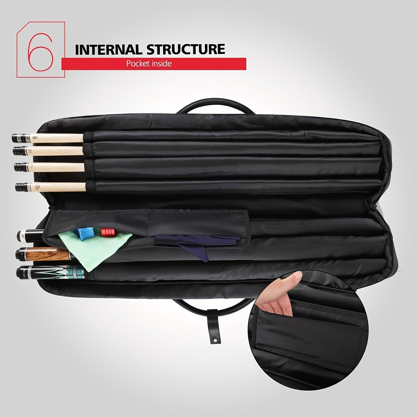 KONLLEN Pool Cue Case 7 Holes Oxford Cloth Durable Portable