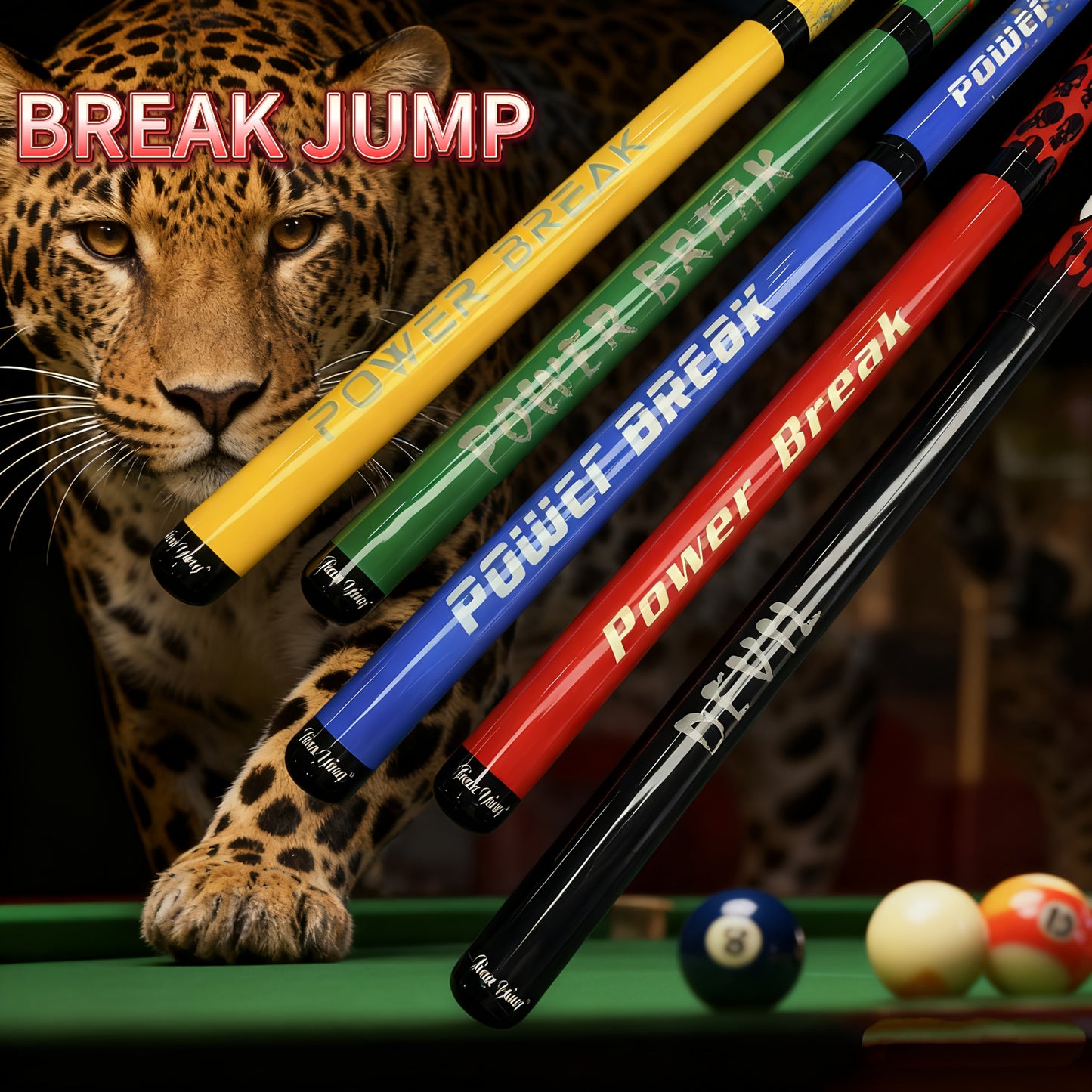 Jianying Jump Break Pool Cue Three Part Wood Shaft