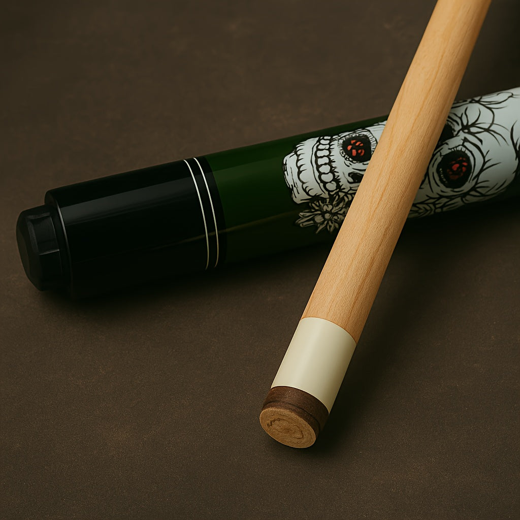 SEARVGRH Skull Design Snooker Cue Half Maple Gift Idea