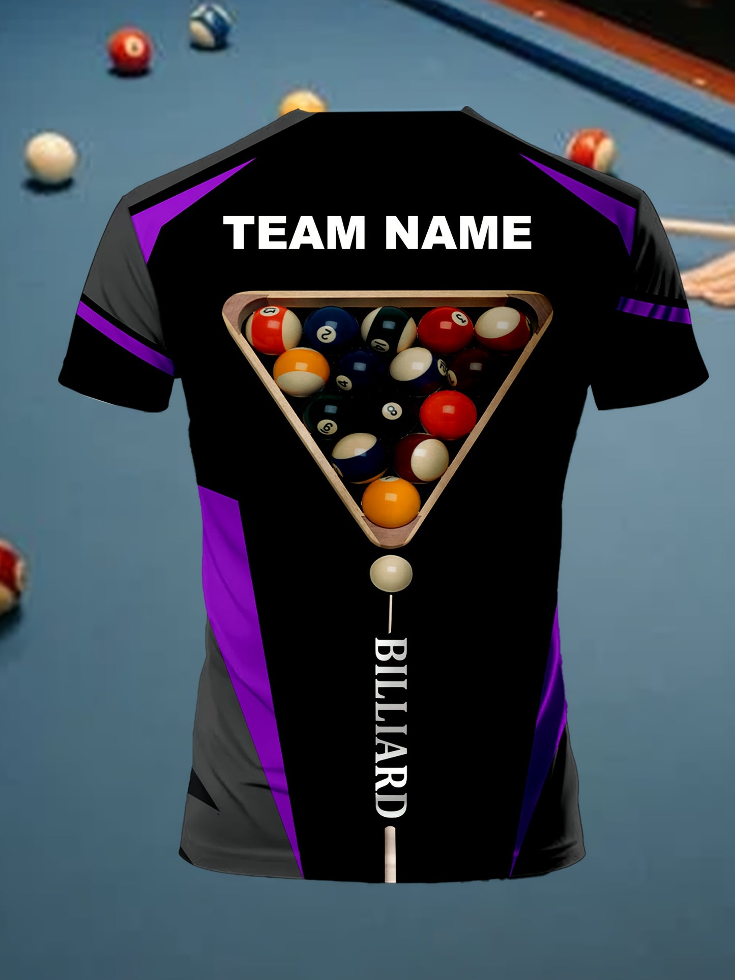 Billiard Themed Shirt Custom Name and Team Print Pool Ball