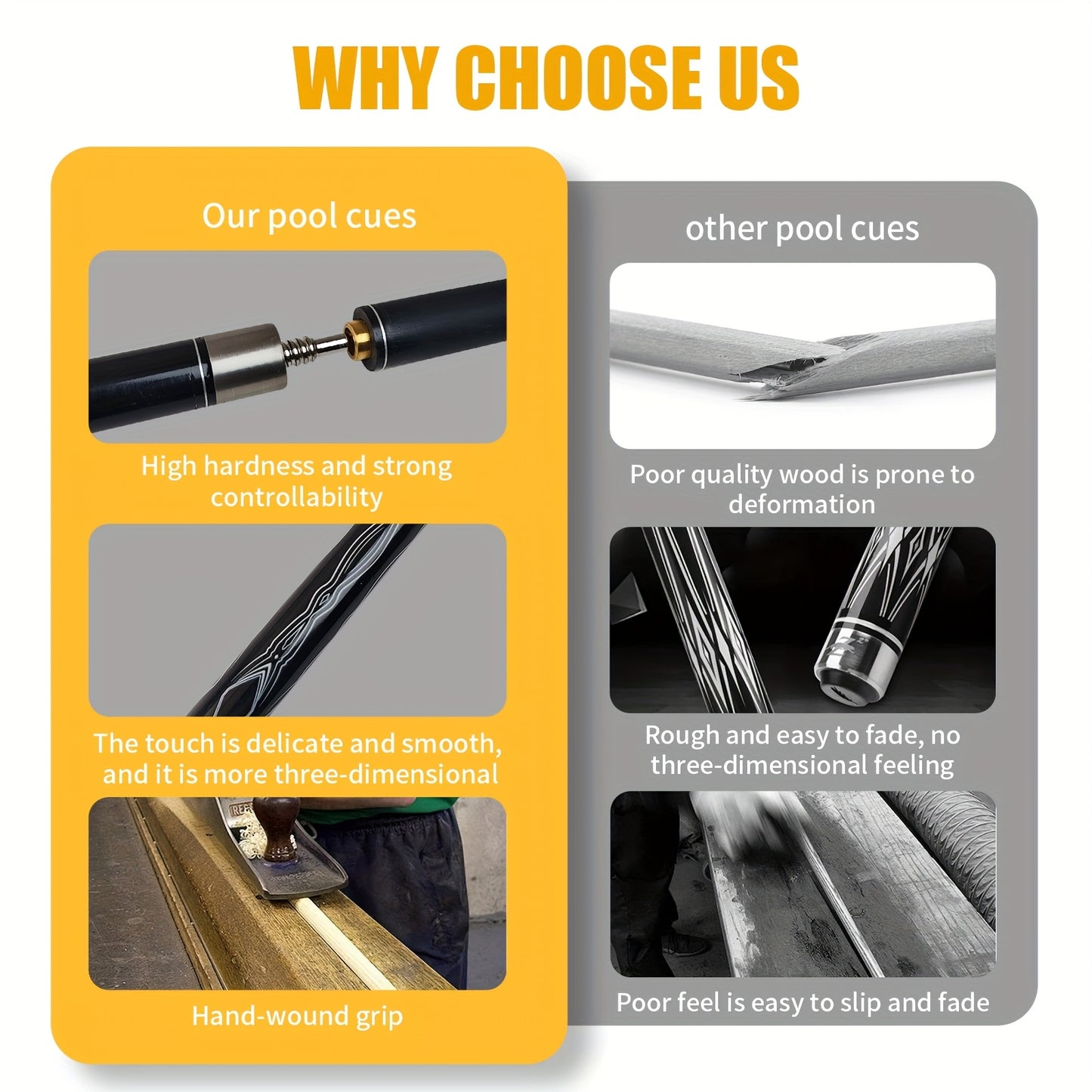 Carbon Fiber Pool Cue Low Deflection With Quick Release Connection