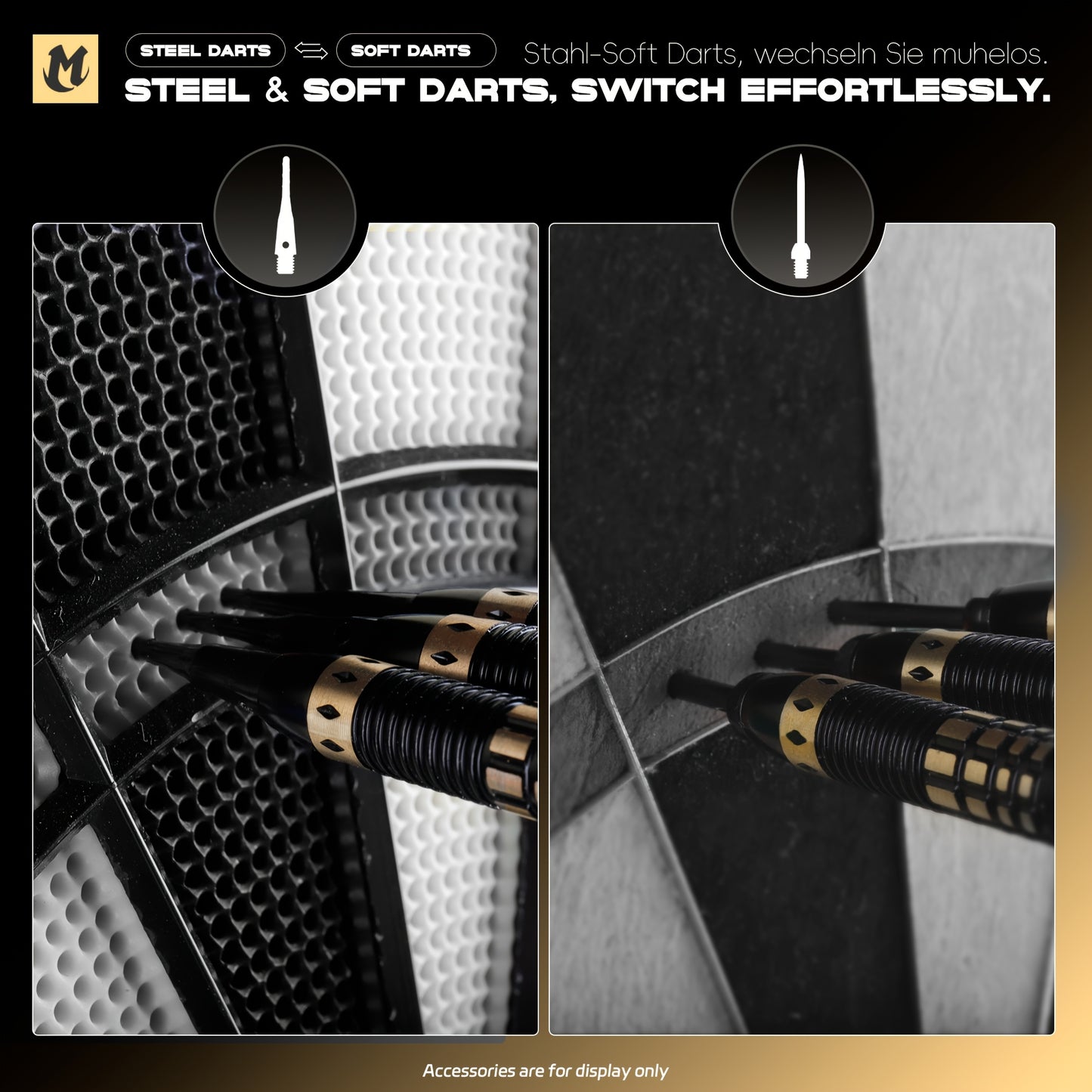 MageRabbit Professional 3-Piece 16g Brass Hard Darts Set with Adapter