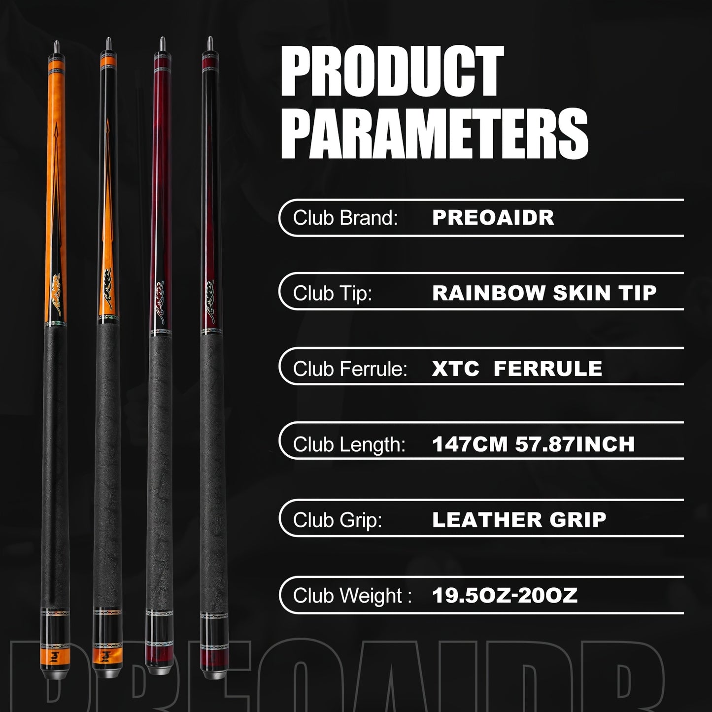 PREDAIDR SP Series Carbon Fiber Pool Cue 2 Piece Professional