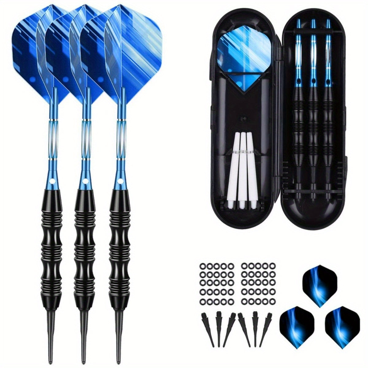 Soft Tip Darts Set With Brass Barrel Aluminum Shafts