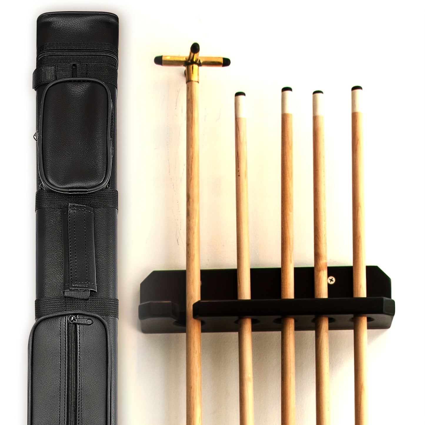 UNIT Pool Cue Hard Case 9 Slots Chalk Cubes Durable