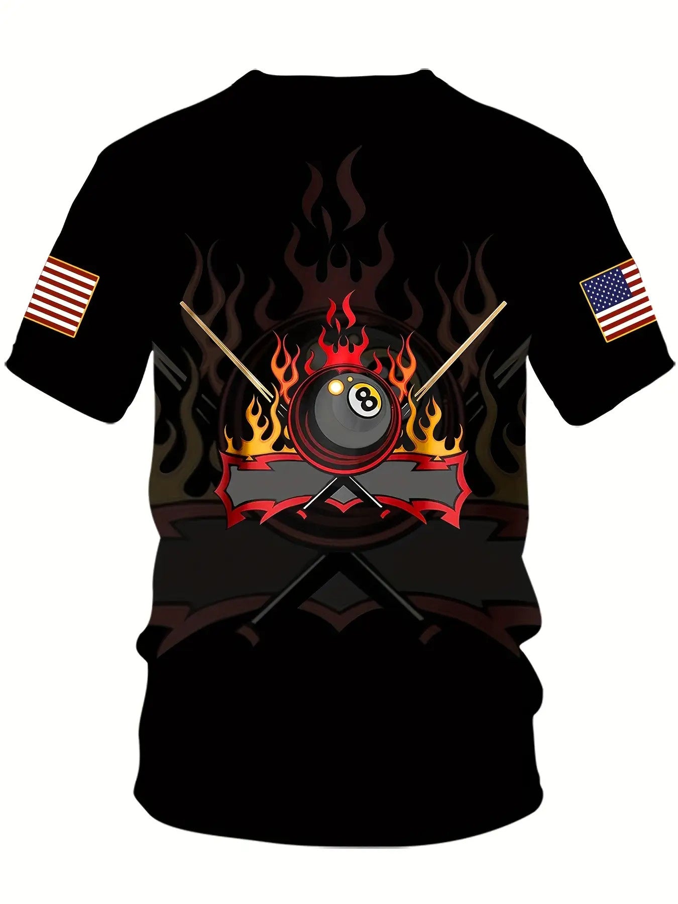 Billiards National Flag Print T Shirt For Men Polyester