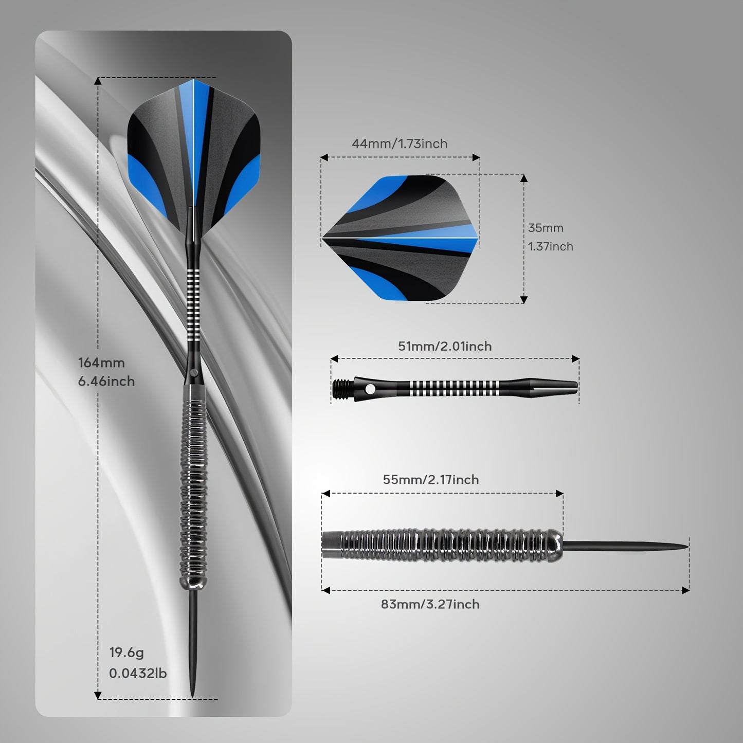 HUANQU Iron Dart Set With Flights Shafts Sharpeners Case