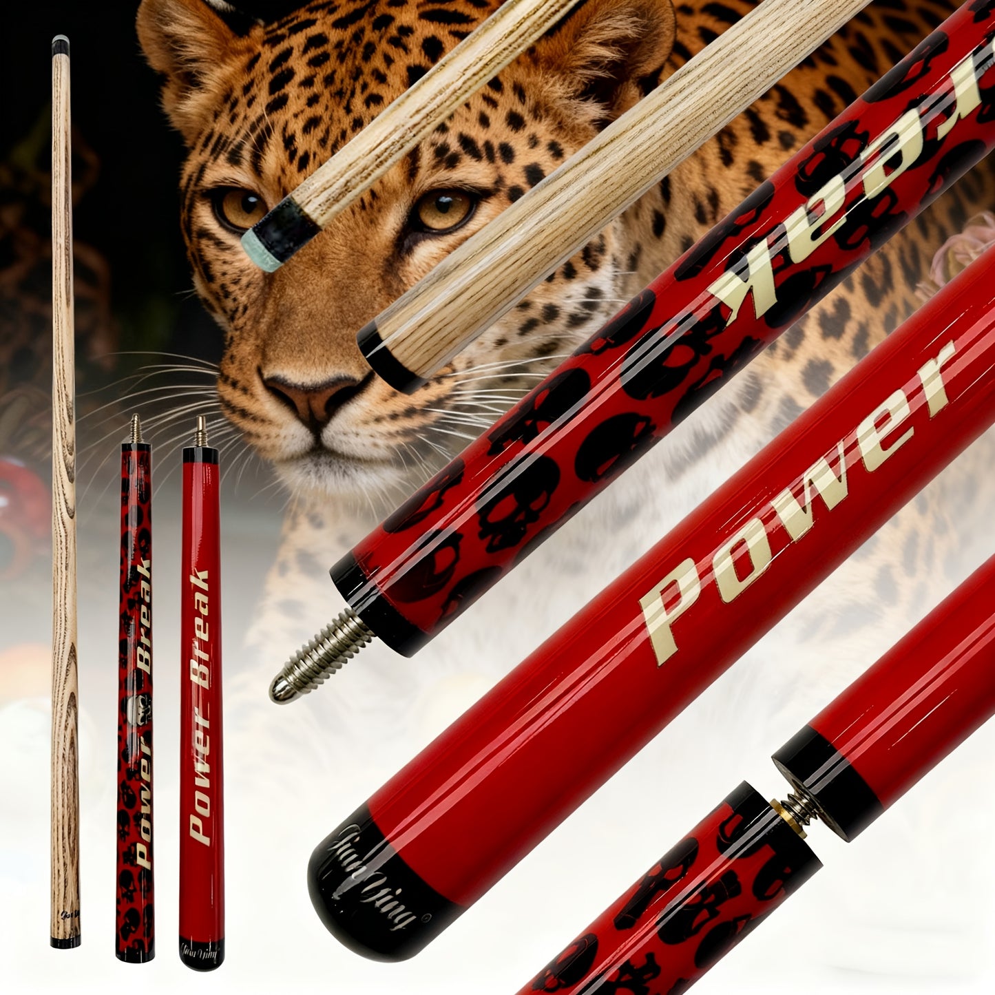 Jianying Jump Break Pool Cue Three Part Wood Shaft