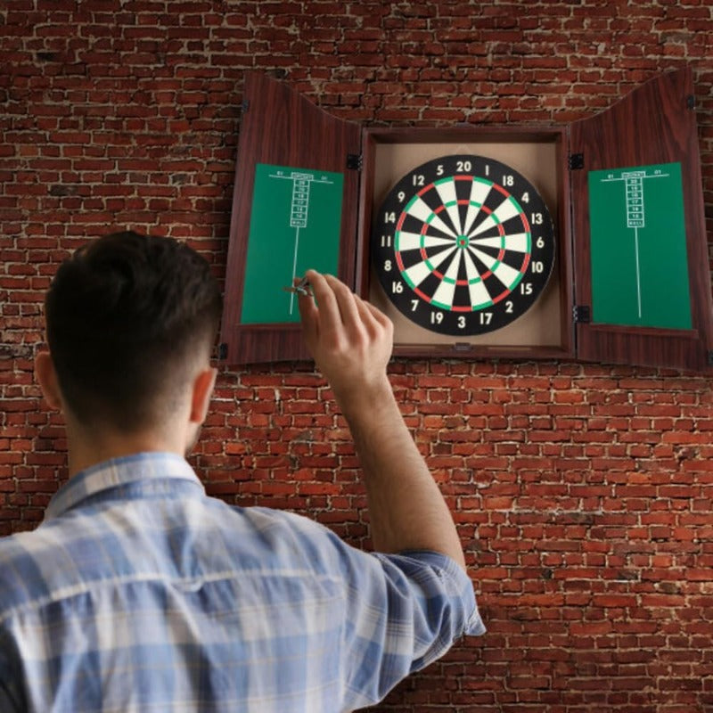 Trademark Poker Dart Board Cabinet Set With Dartboard And Darts