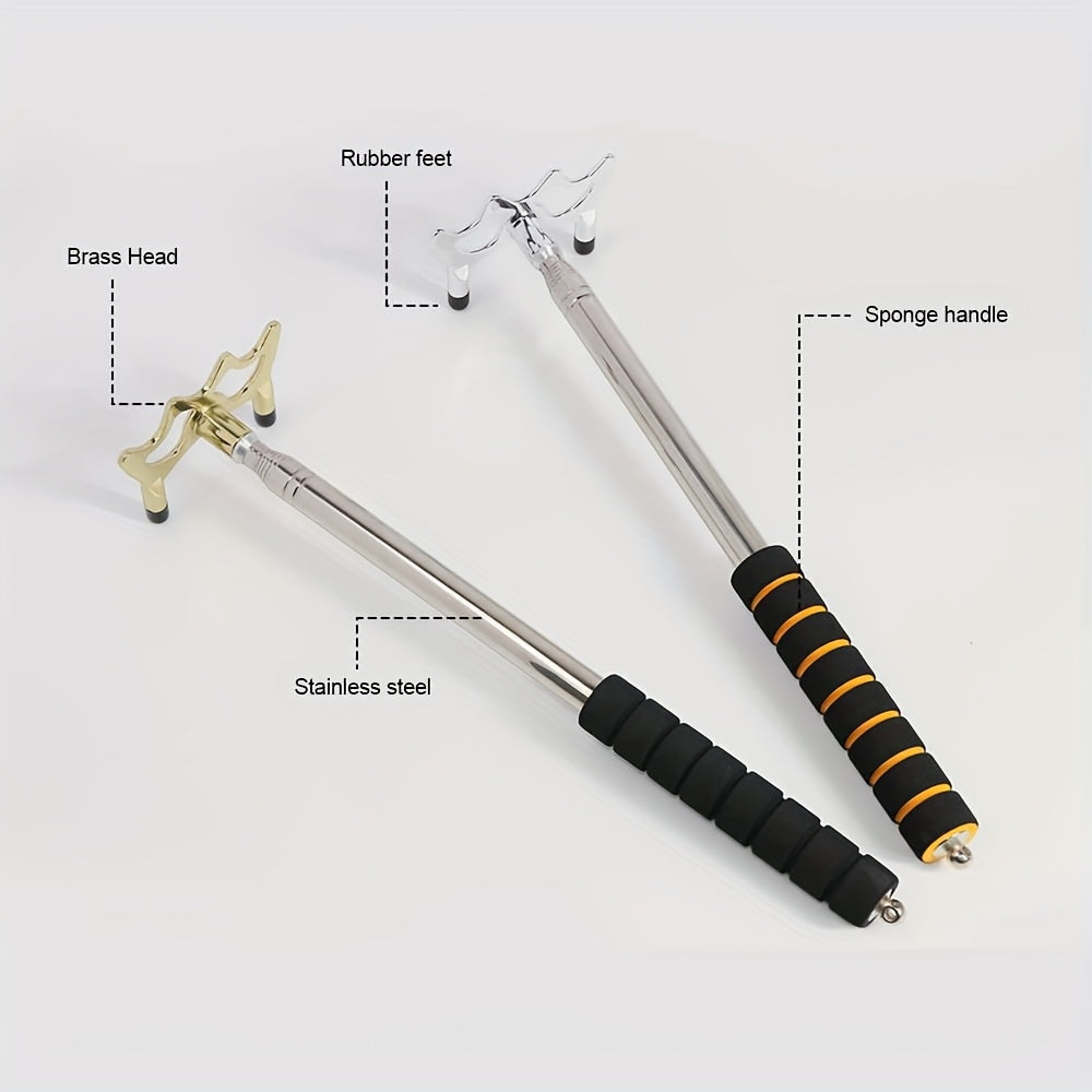Four Stainless Steel Telescopic Pool Cues With Detachable Bridges