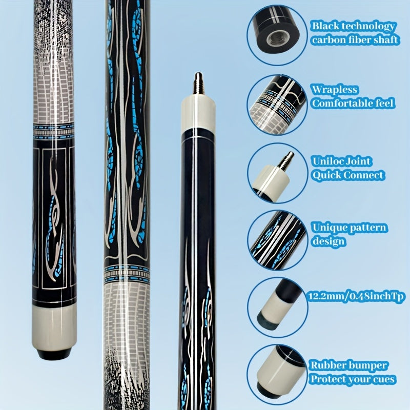 Dragon Carbon Fiber Billiard Cue Two Piece 12.5mm Tip