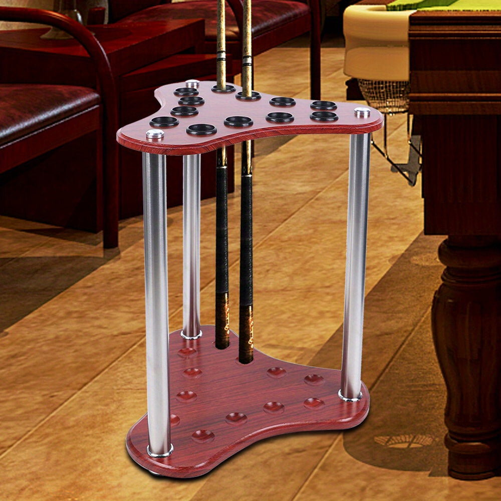 GDRASUYA Wood 12 Hole Pool Cue Rack Corner Floor Stand