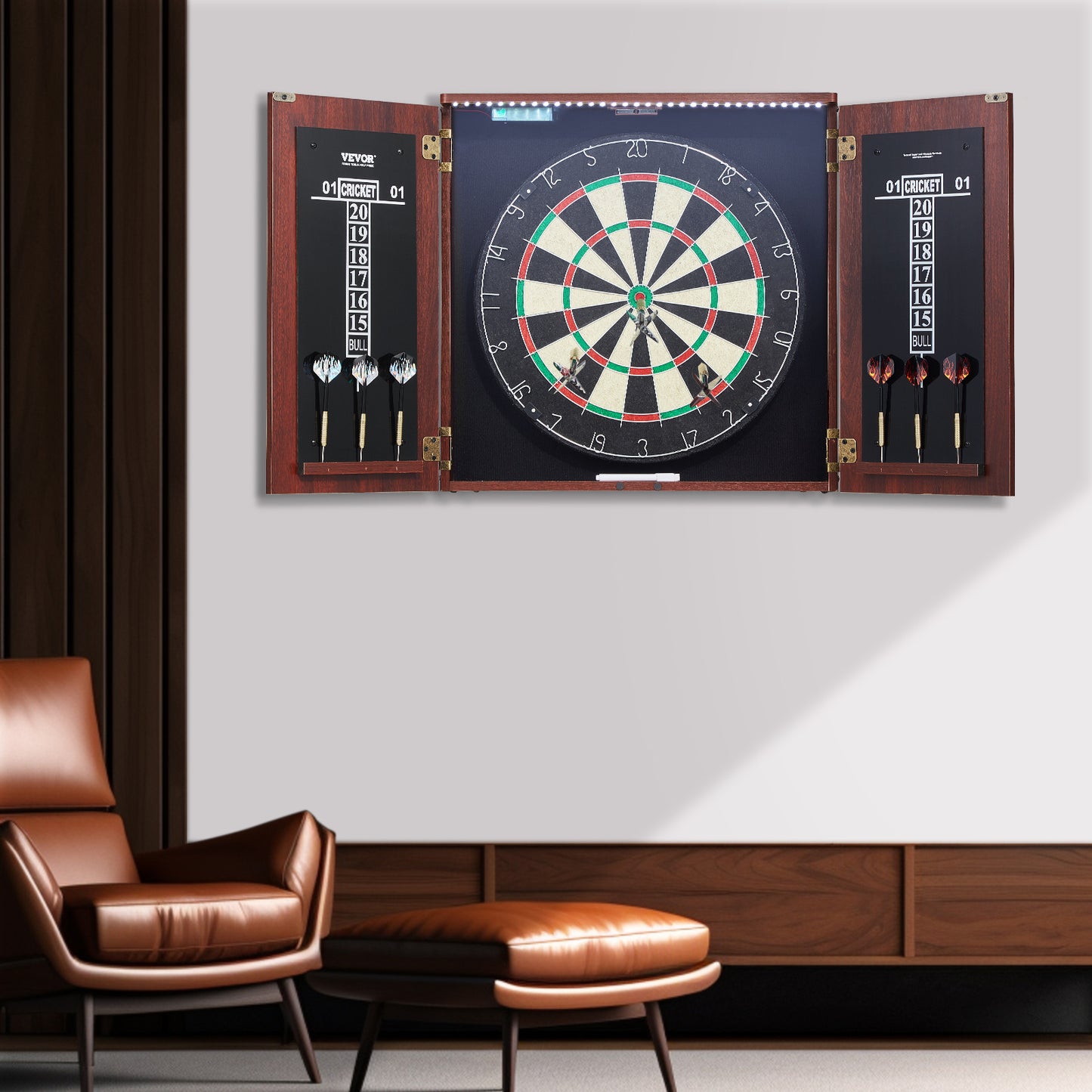 VEVOR Dartboard And Cabinet Set With Steel Tip Darts