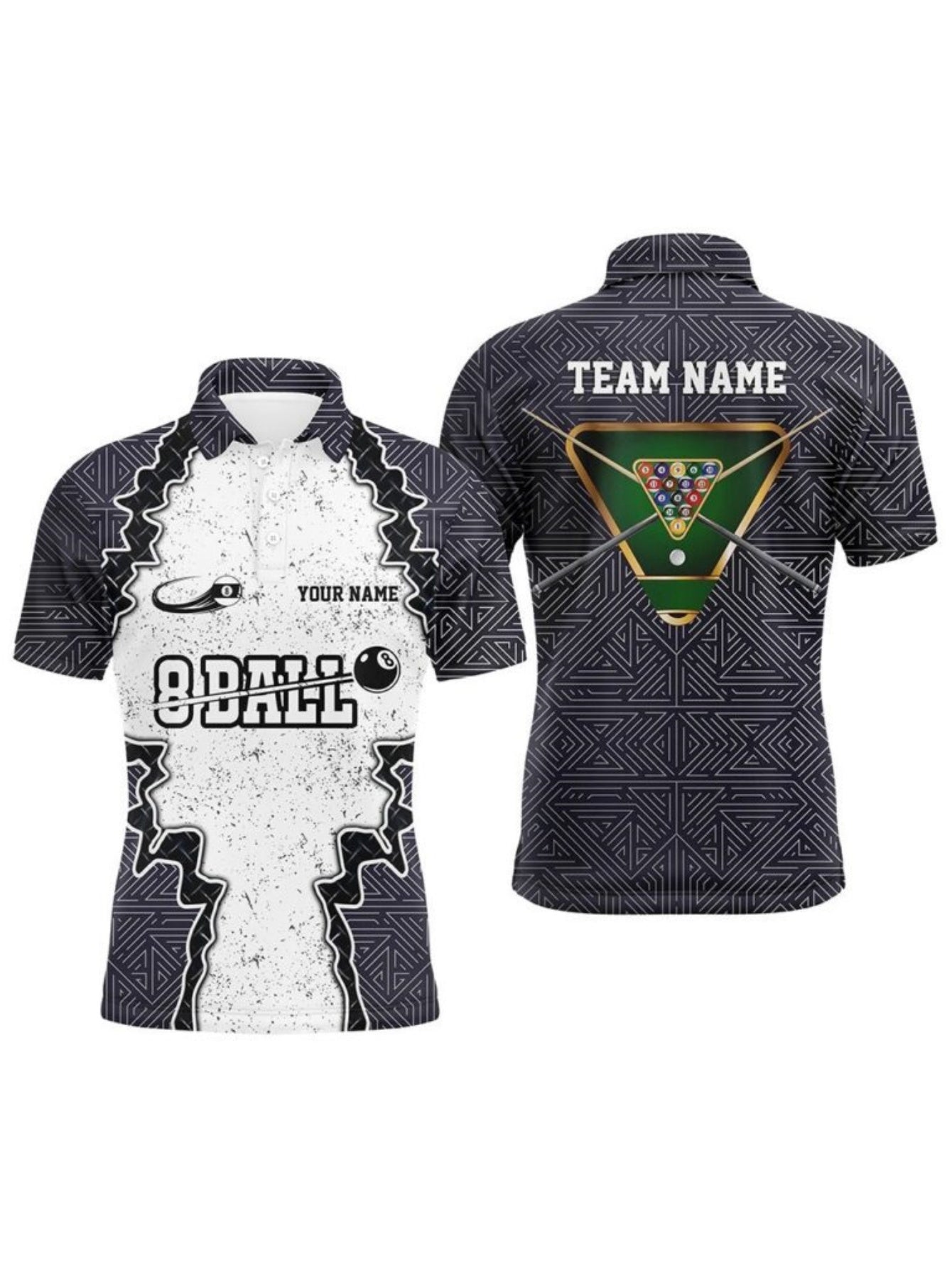 Mens Polo Shirt With Billiard Print Polyester Fabric Casual Wear