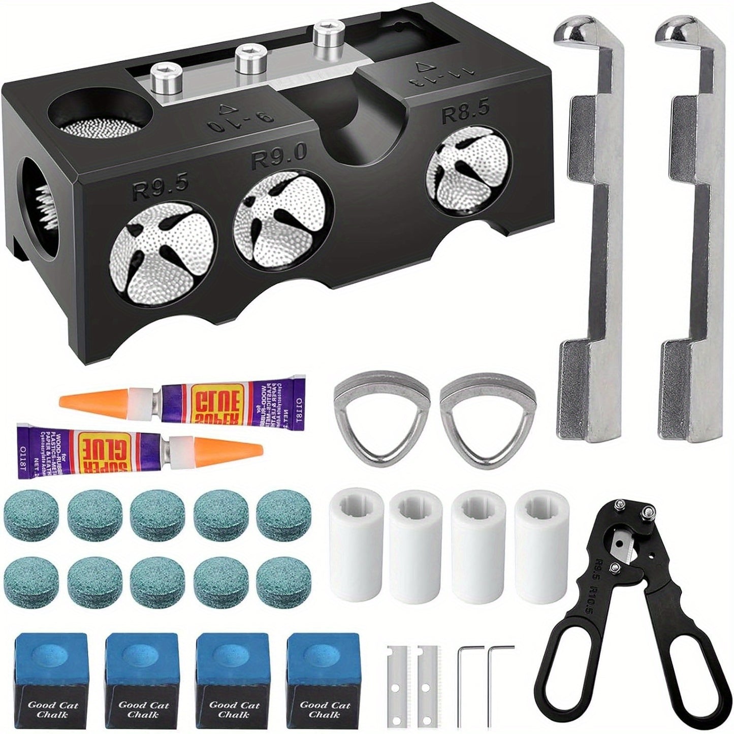 11-In-1 Pool Cue Tip Shaper Tool Kit For Billiards
