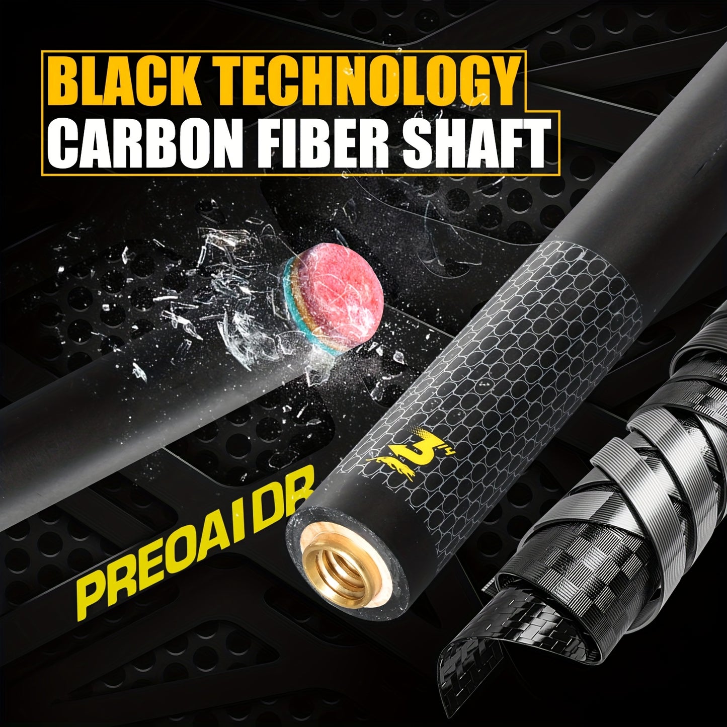 PREDAIDR SII Series Carbon Fiber Pool Cue Low Deflection