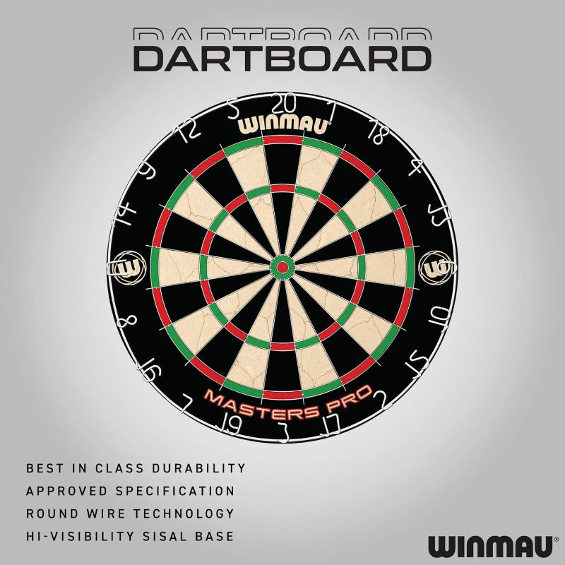 Winmau Masters Pro Bristle Dartboard Set With Steel Tip Darts